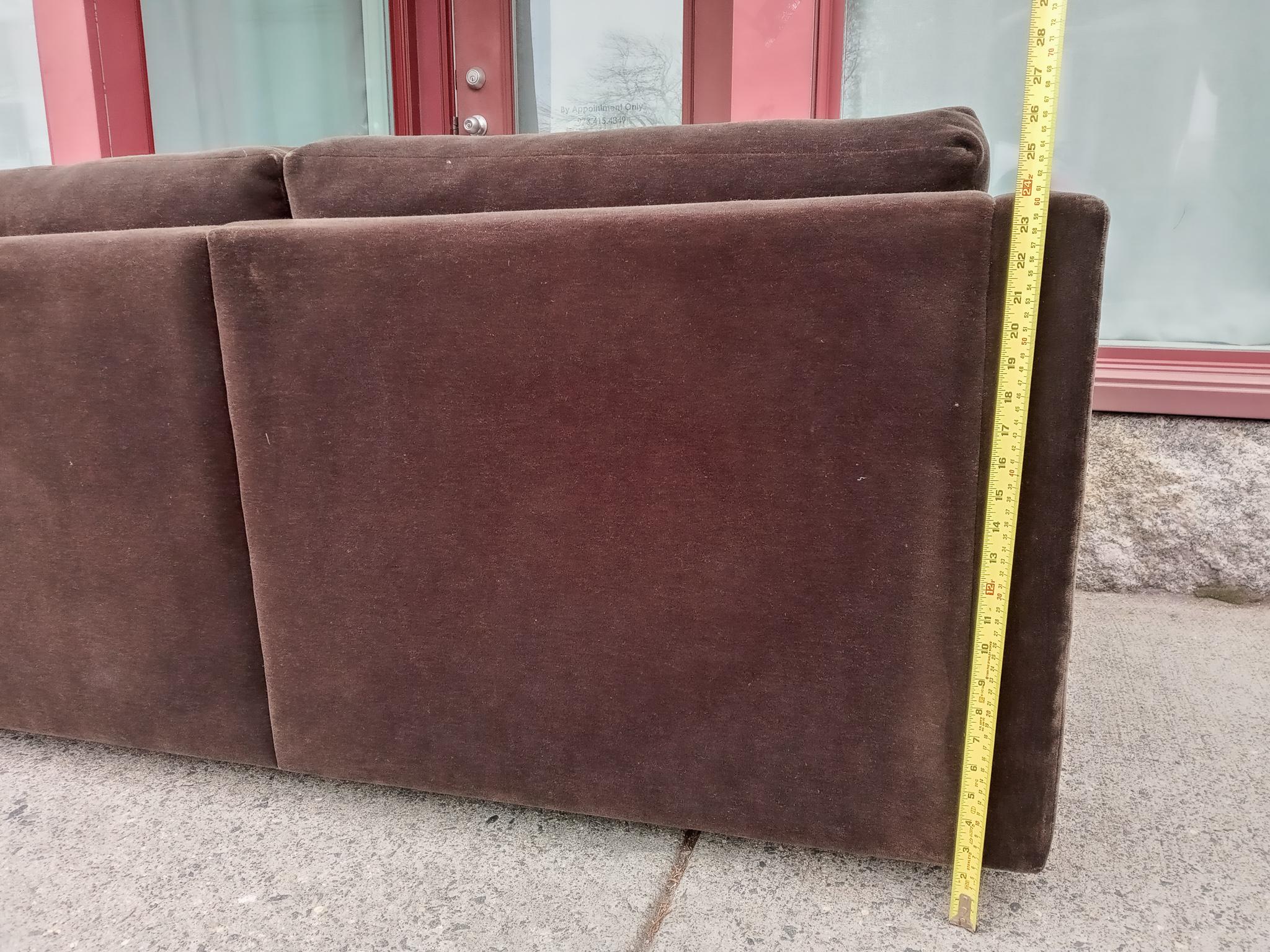 Upholstery Mid-Century Charles Phister Knoll Classic Tuxedo 3-Seater Sofa Dark Brown Mohair