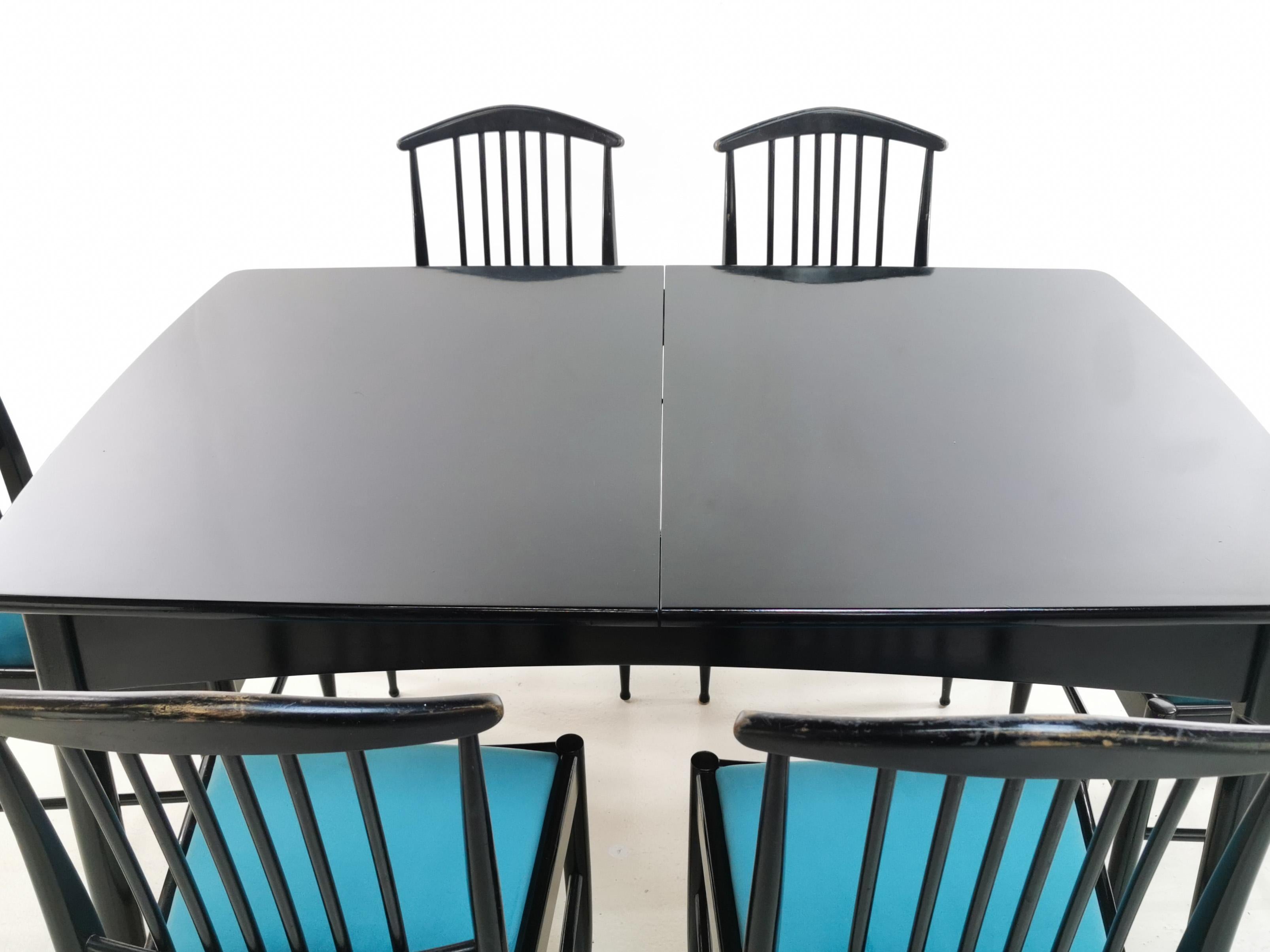 Midcentury Charlotte Dining Chairs and Dining Table Set by Asko, 1960s 3