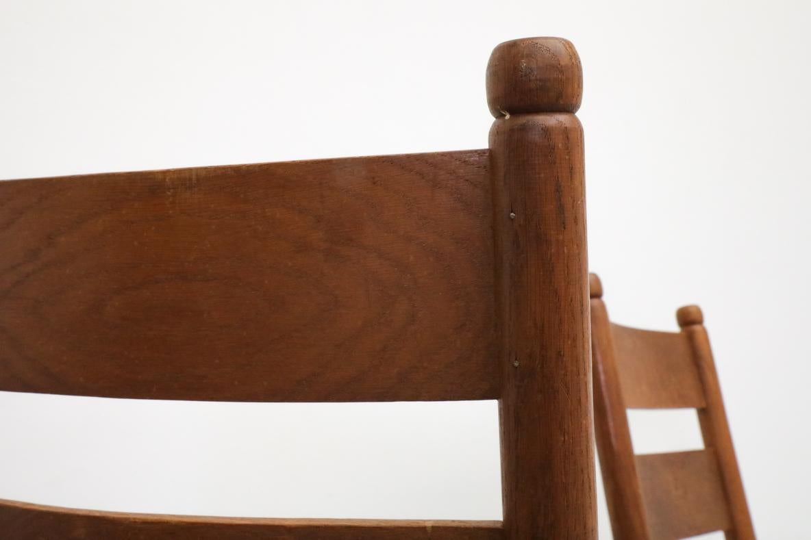 Mid-Century Charlotte Perriand Inspired Dark Stained Oak and Rush Church Chairs 10