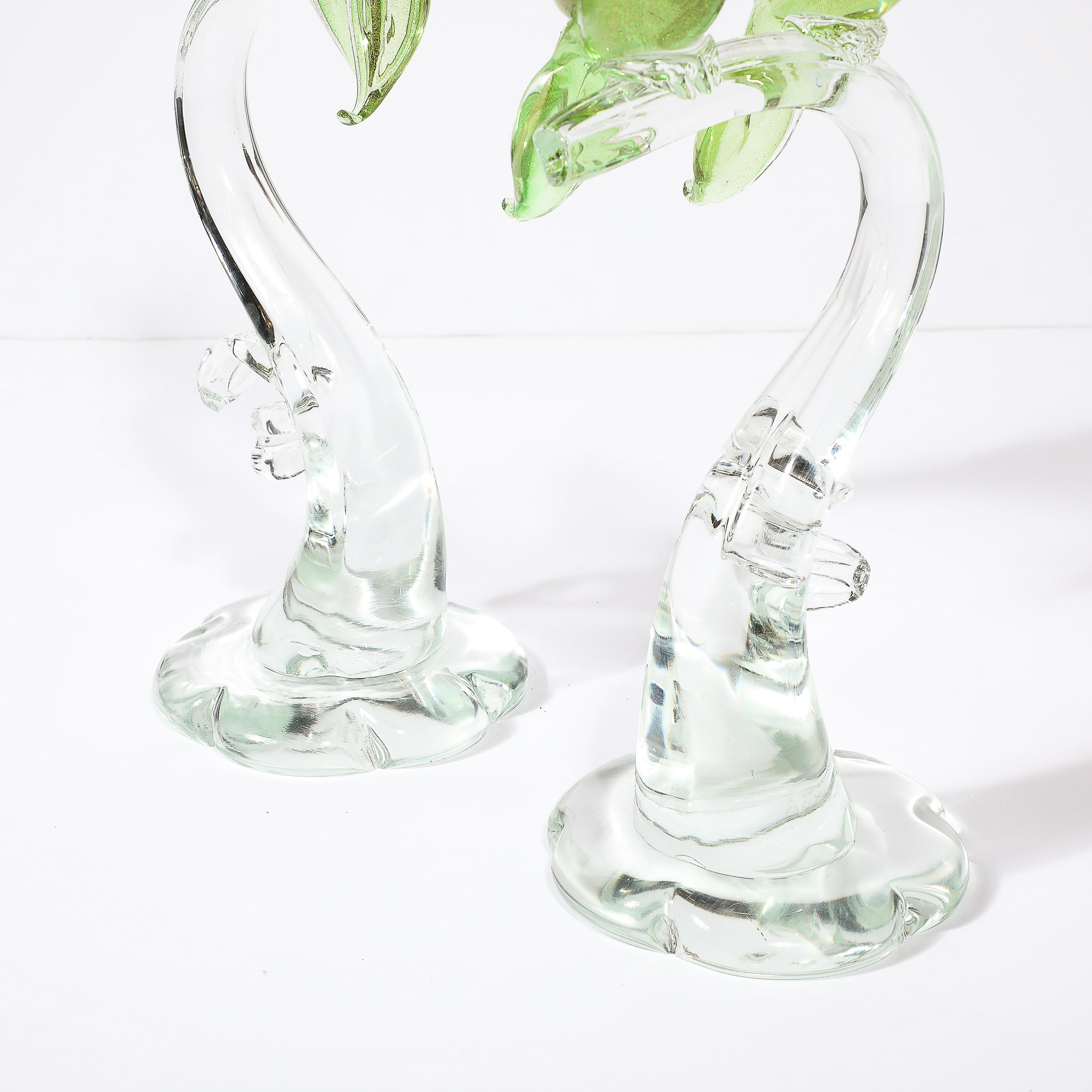 Sculture di uccelli in vetro di Murano soffiato a mano trasparenti e color chartreuse di metà secolo in vendita 5