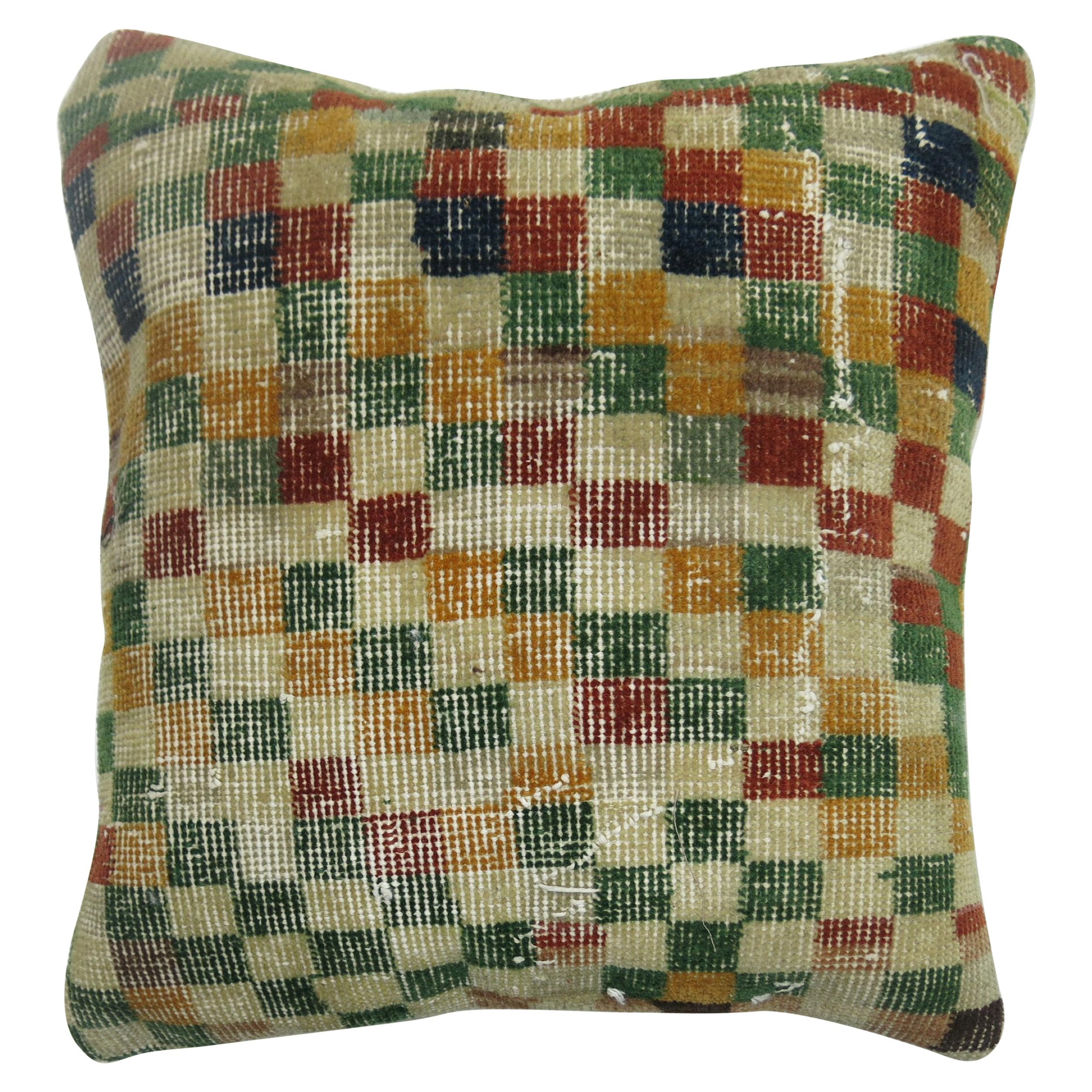 Mid-Century Checkerboard Turkish Deco Pillow