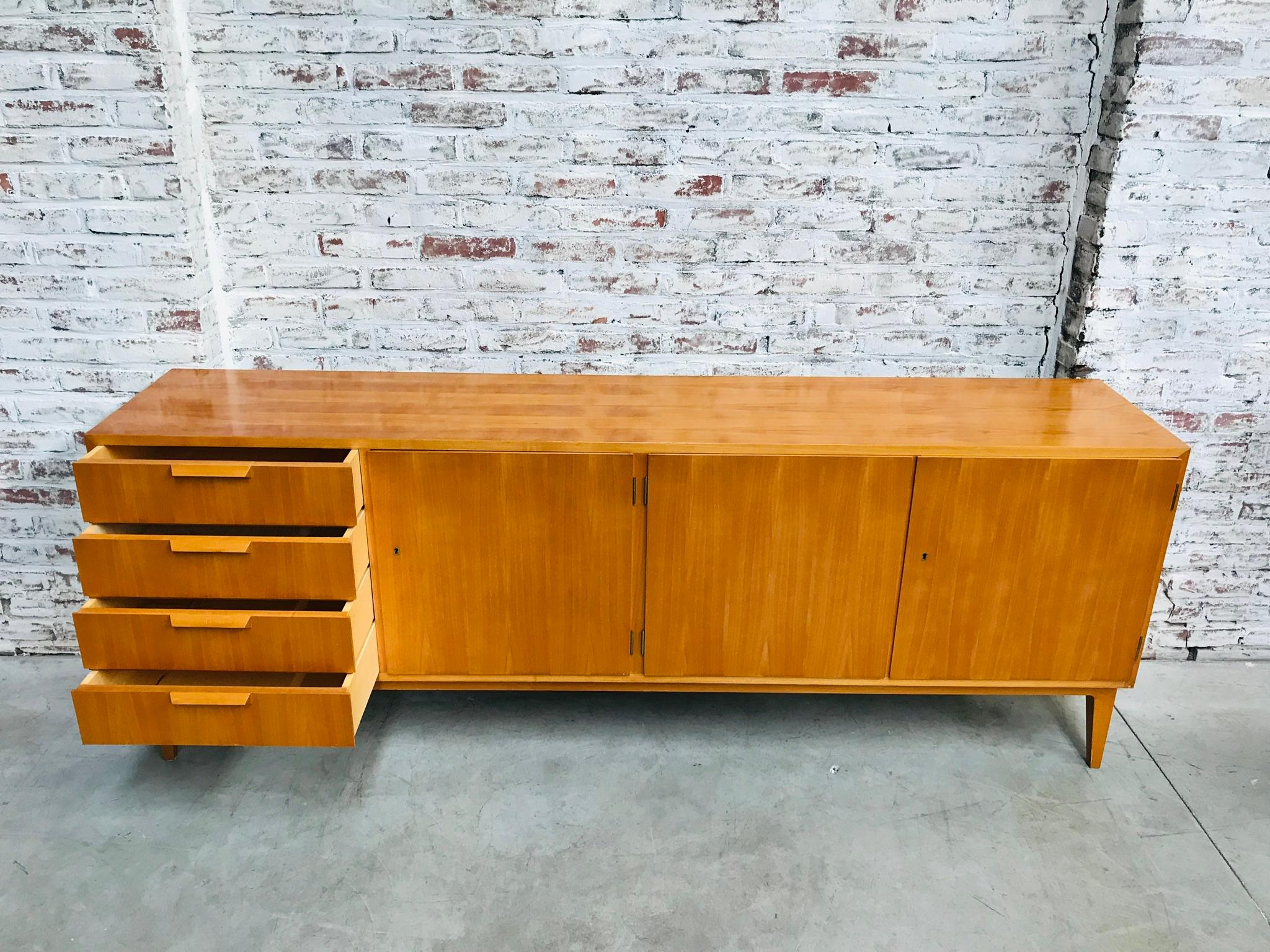 Mid-Century Modern Midcentury Checkered French Cherry Sideboard, 1960s