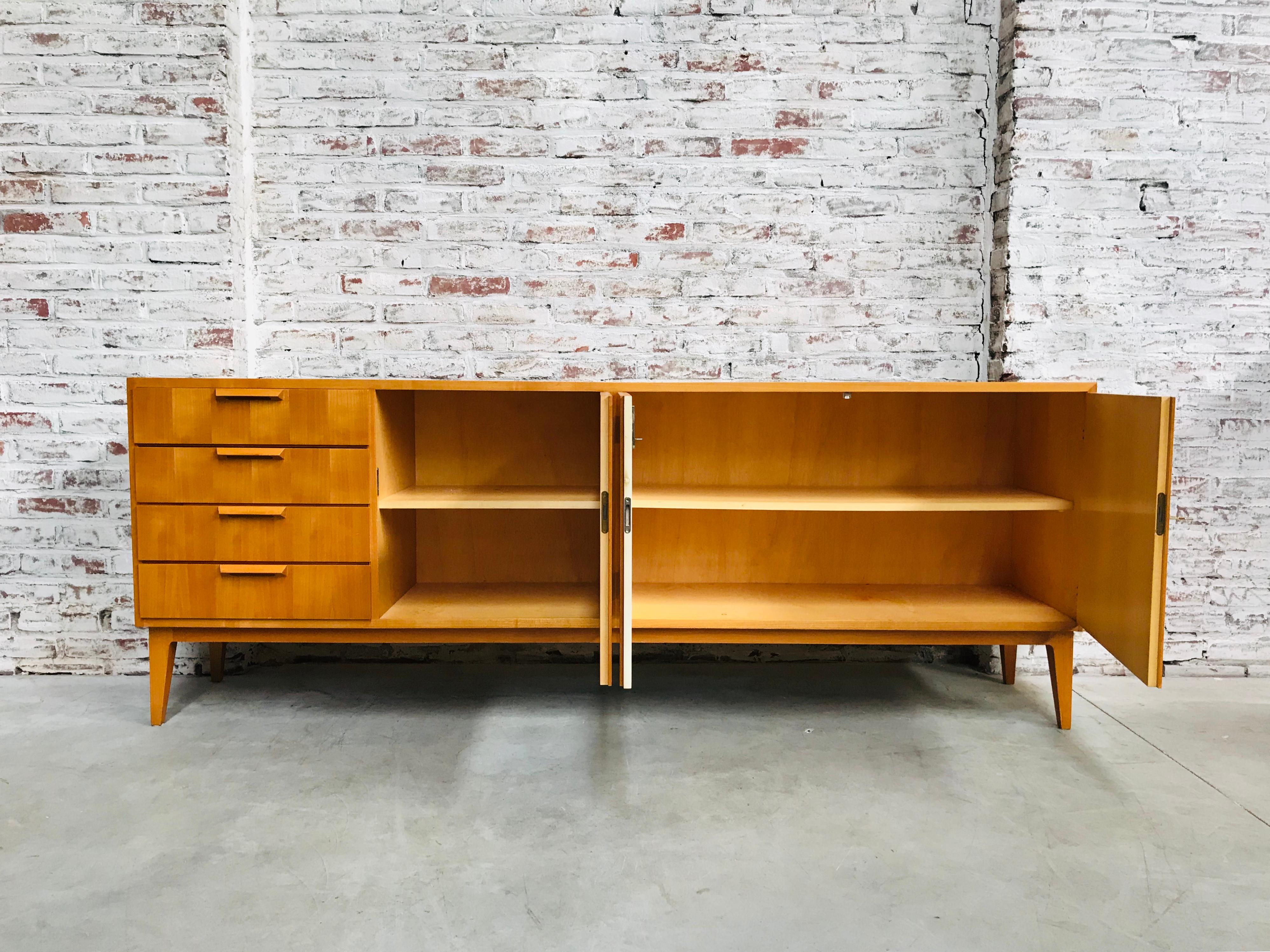 German Midcentury Checkered French Cherry Sideboard, 1960s