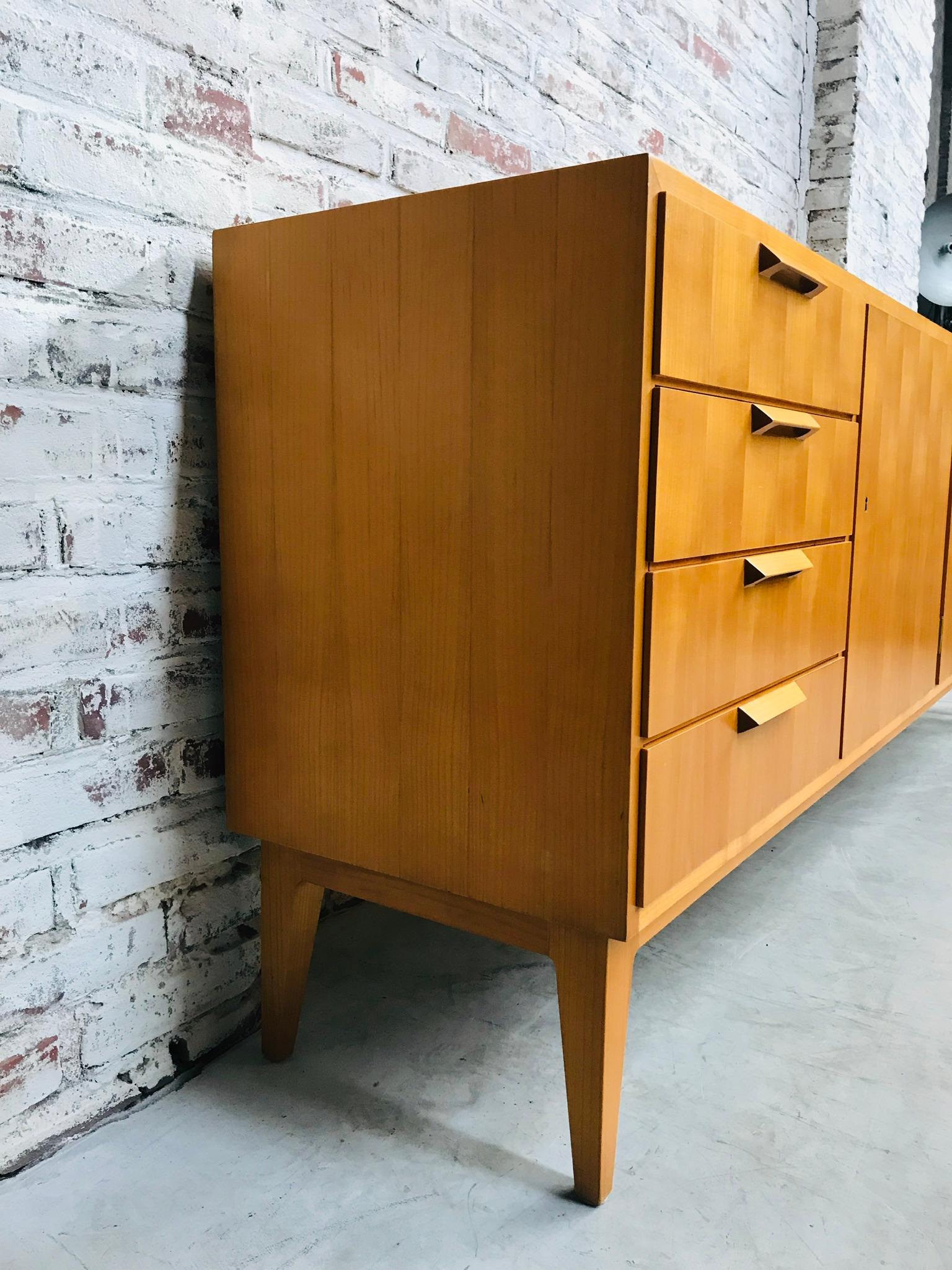 Midcentury Checkered French Cherry Sideboard, 1960s In Good Condition In Eindhoven, Netherlands