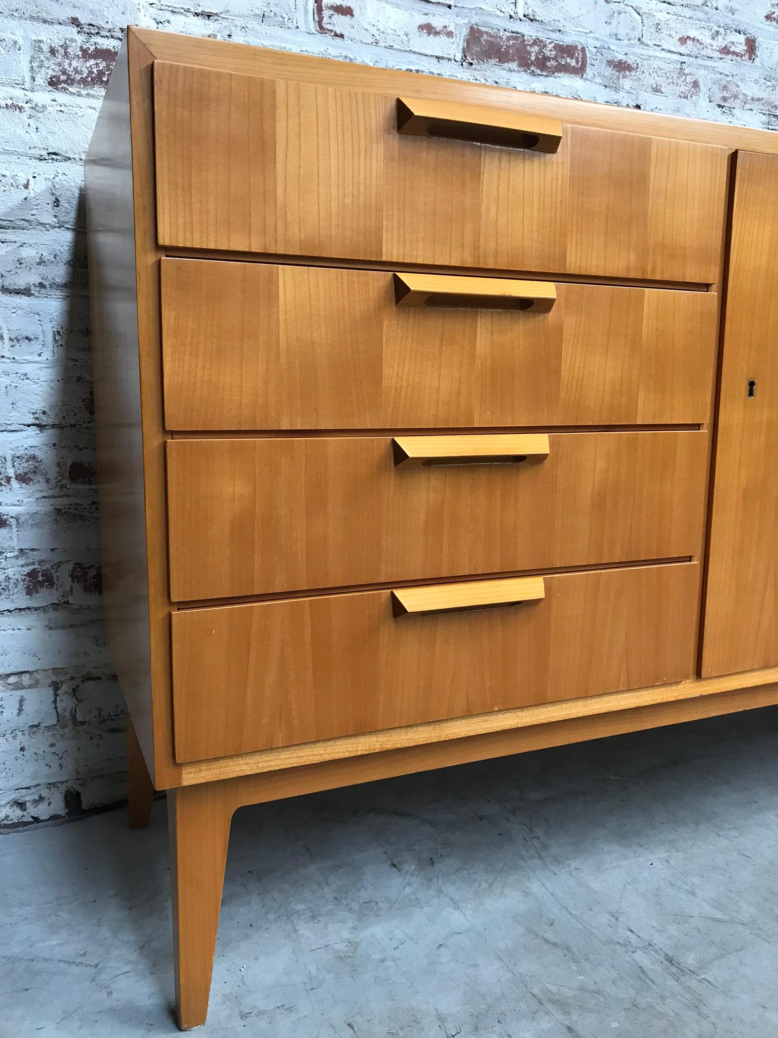 Mid-20th Century Midcentury Checkered French Cherry Sideboard, 1960s