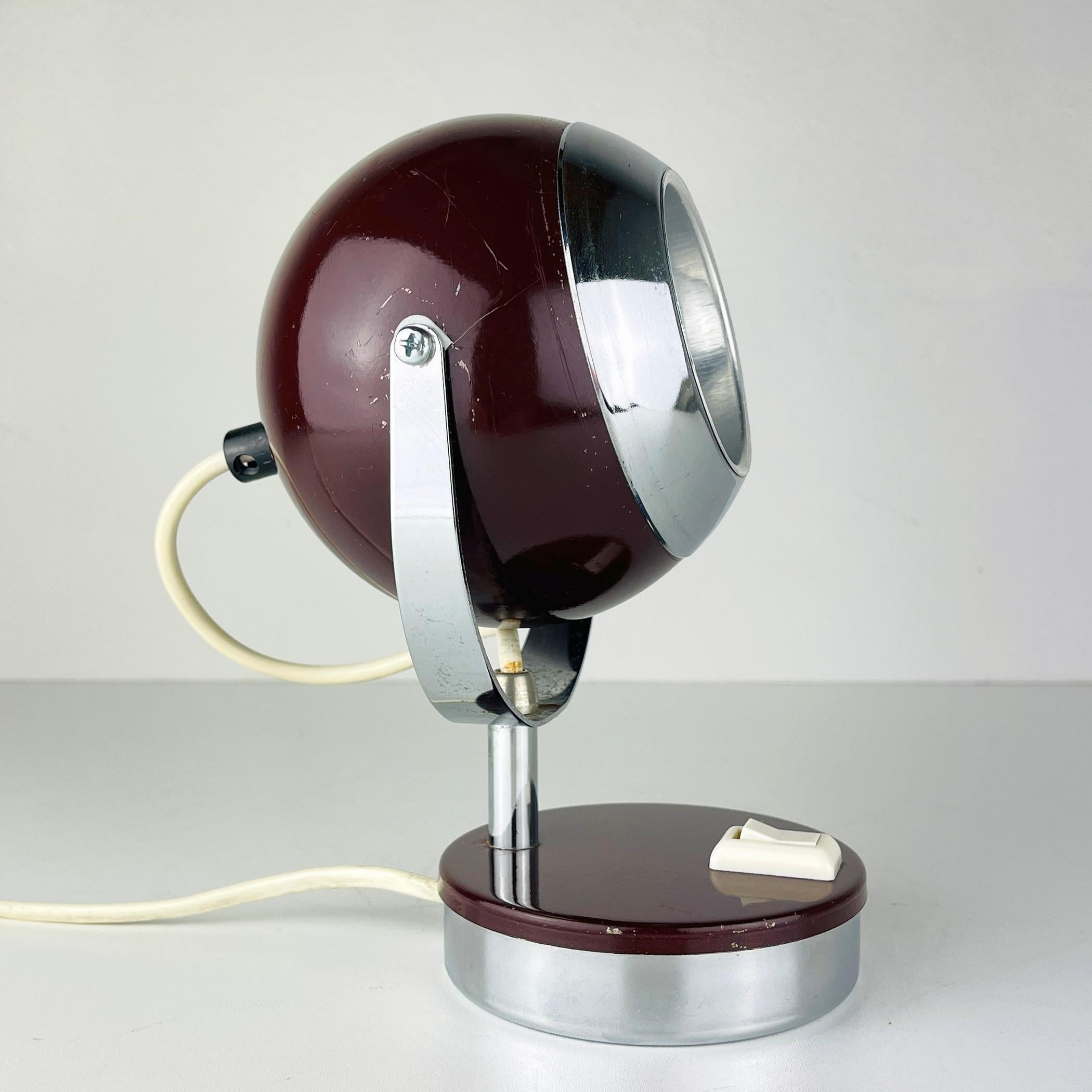 Lampe de bureau en cerisier du milieu du siècle Eyeball Italy 60s en vente 3