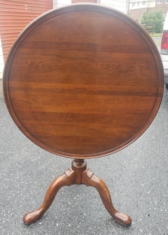 Mid-Century Cherry Tripod Flip-Top Bird Cage Spinning Center Table