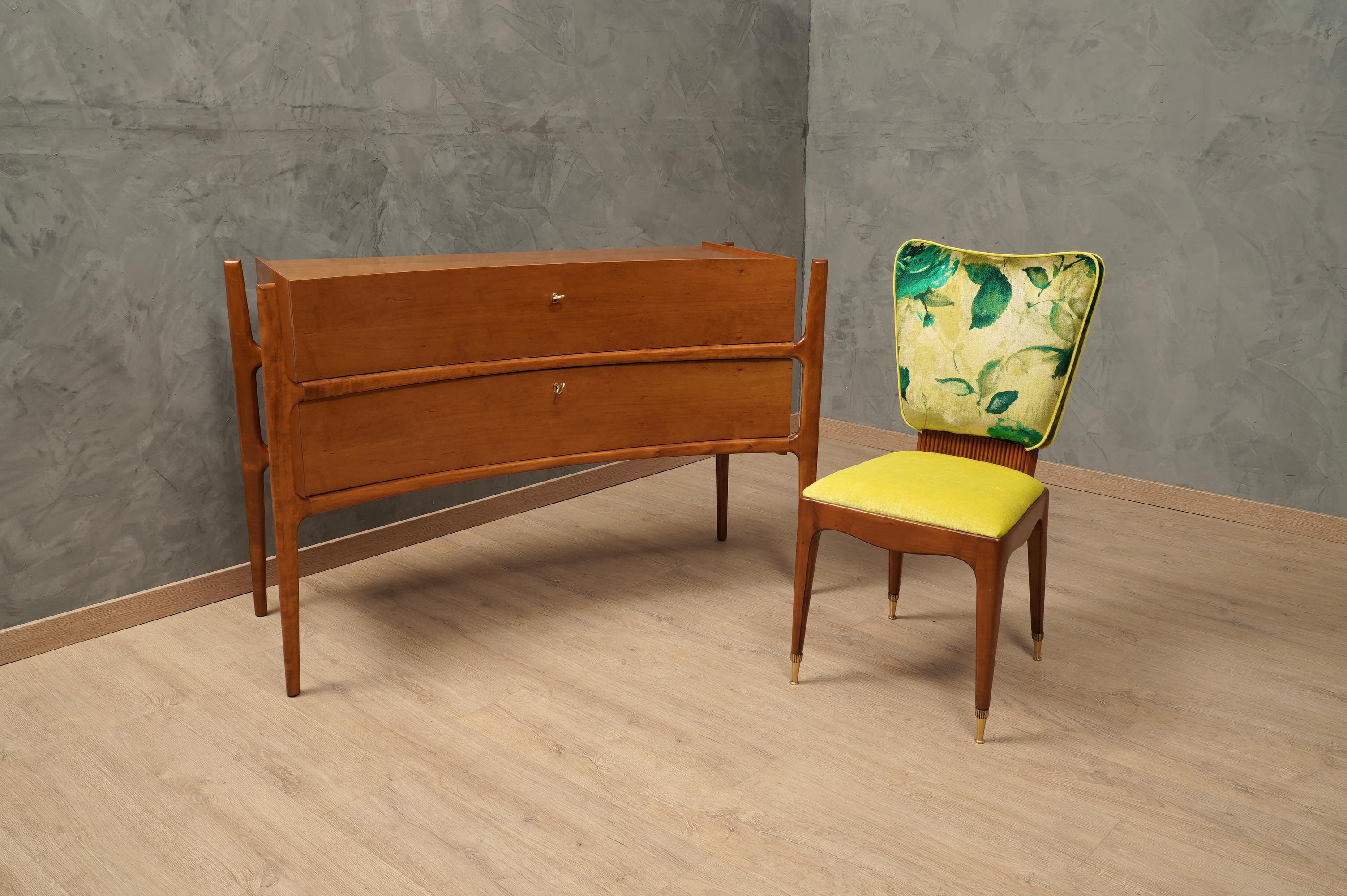 Mid-Century Modern Mid-Century Cherry Wood and Brass Italian Chests of Drawers, 1970 For Sale