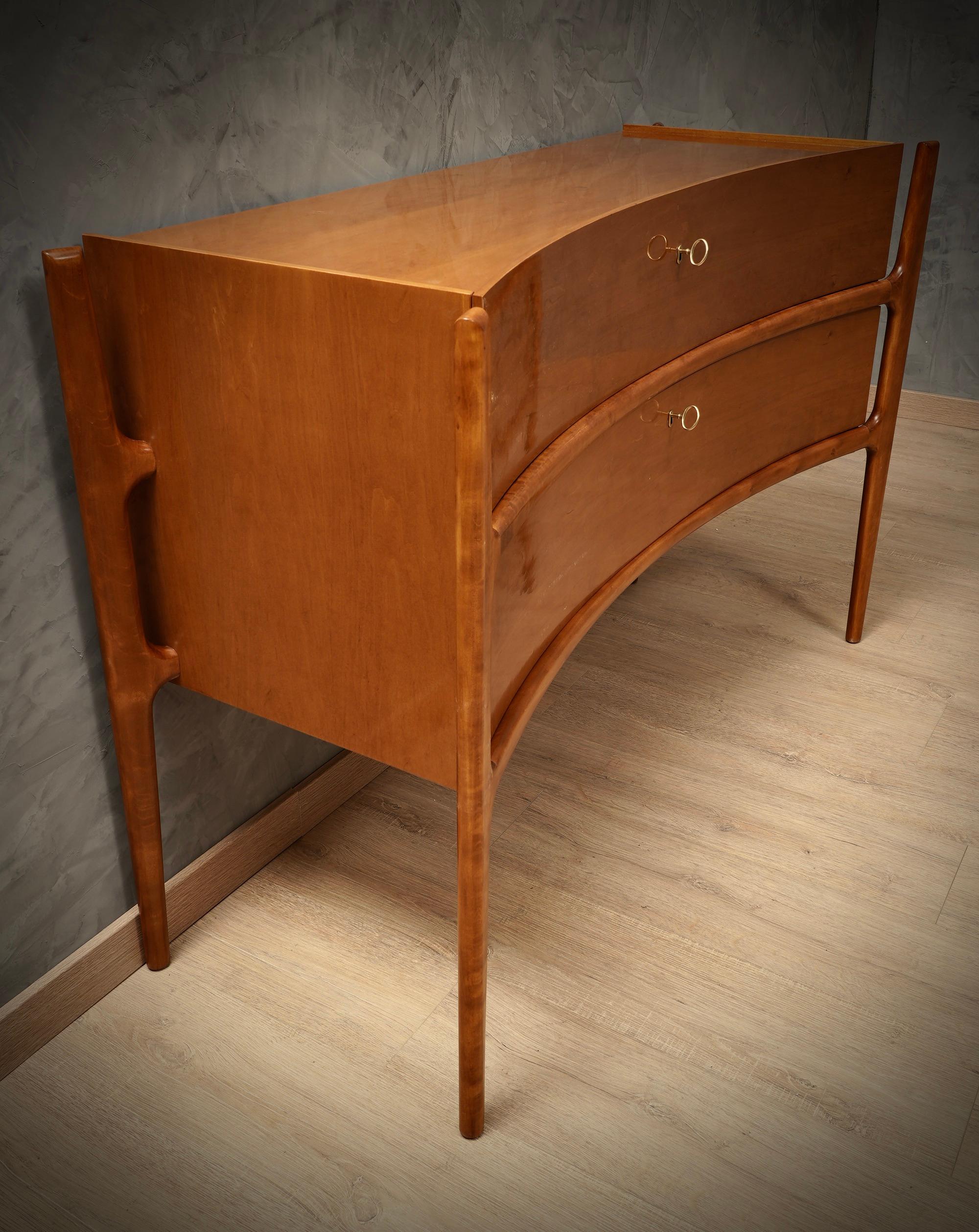 Italienische Kommode und Kommoden aus der Mitte des Jahrhunderts aus Kirschbaumholz und Messing, 1970 im Angebot 5