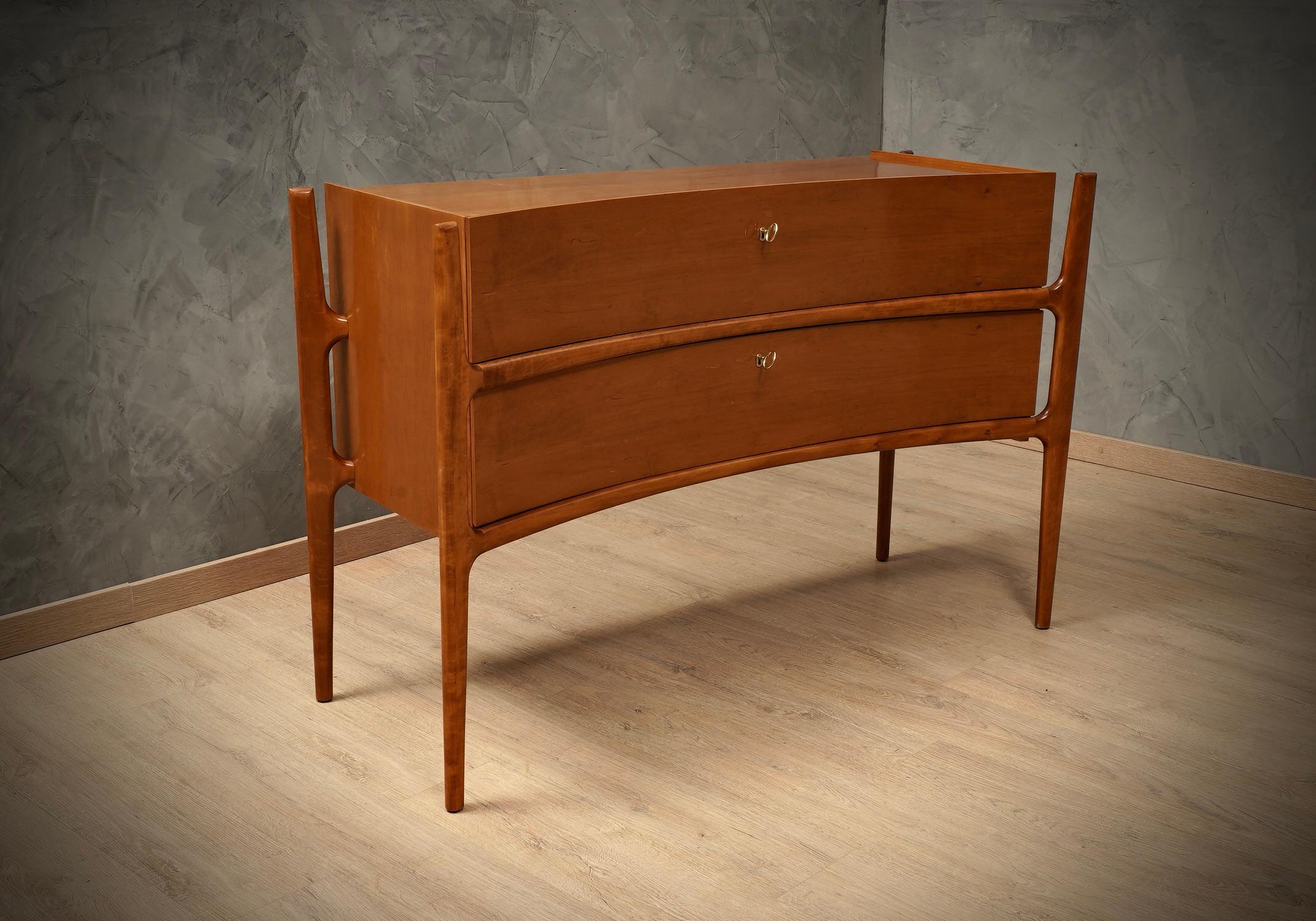 Italienische Kommode und Kommoden aus der Mitte des Jahrhunderts aus Kirschbaumholz und Messing, 1970 im Angebot 6