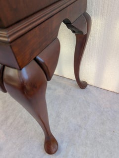 Mid Century Cherry Wood Queen Anne Style Silverware Chest