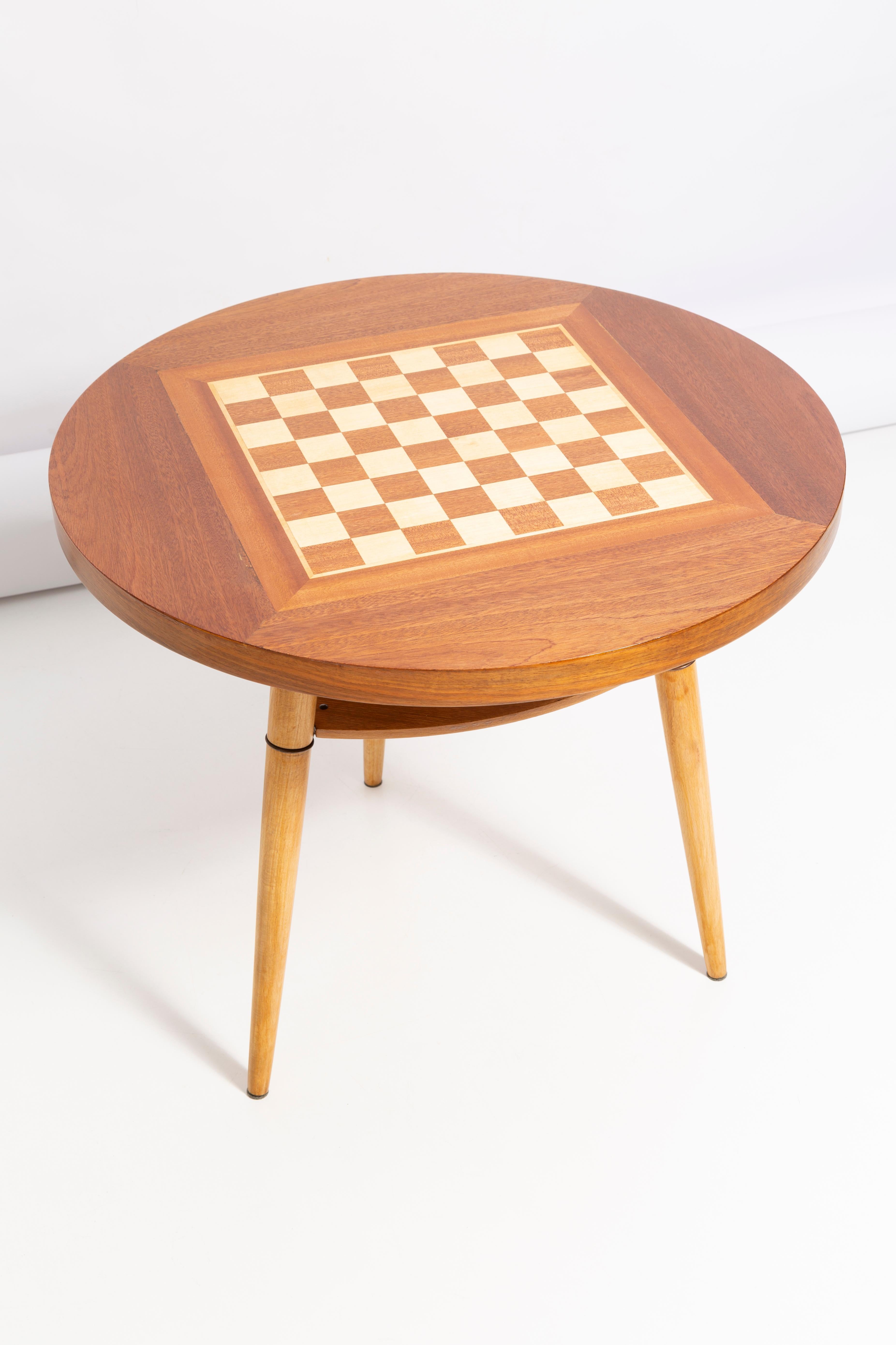Mid-Century Modern Mid-Century Chess Game Table, Vintage, Beechwood, Europe, 1960s
