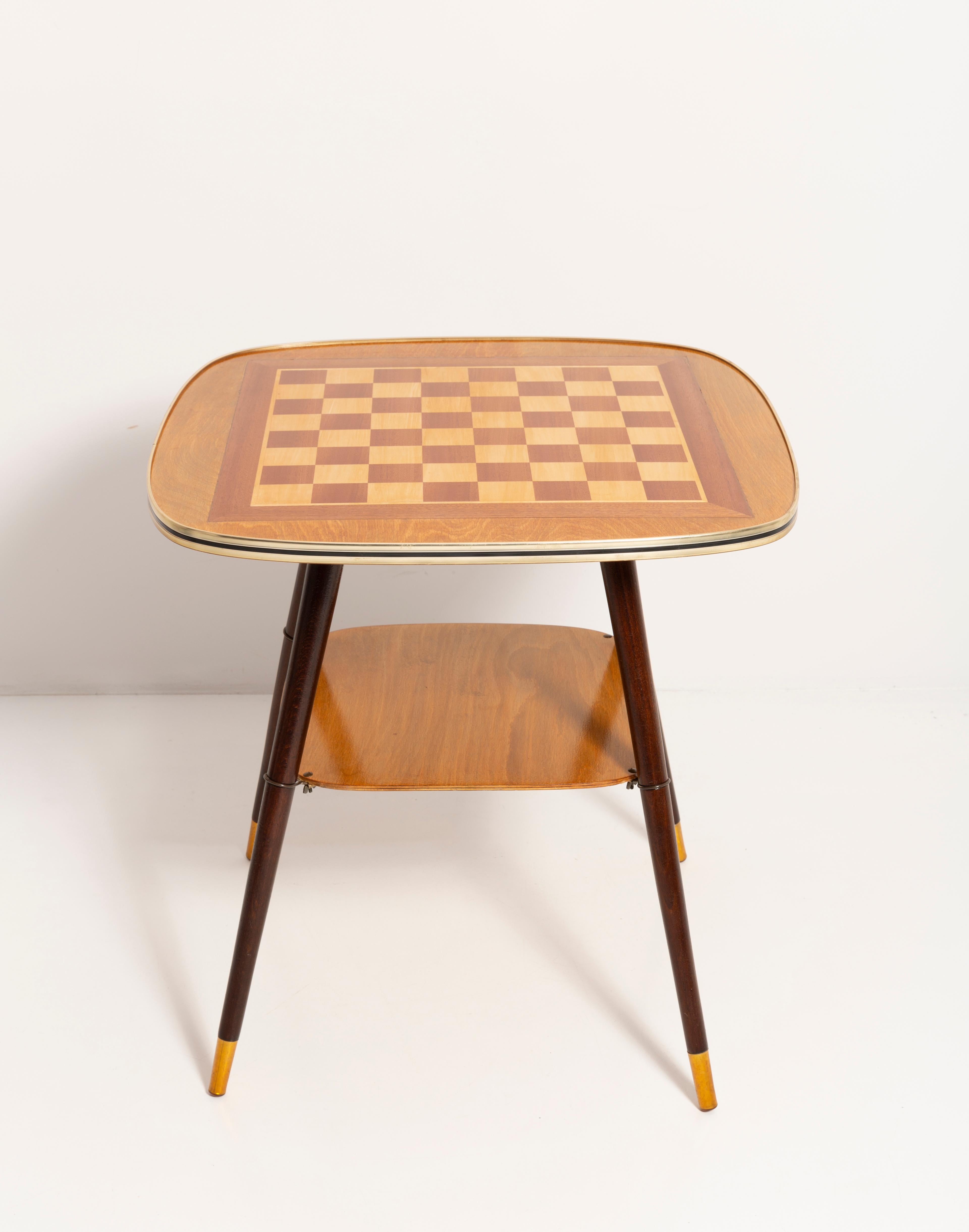 Hand-Painted Mid-Century Chess Game Table, Vintage, Beechwood, Europe, 1960s