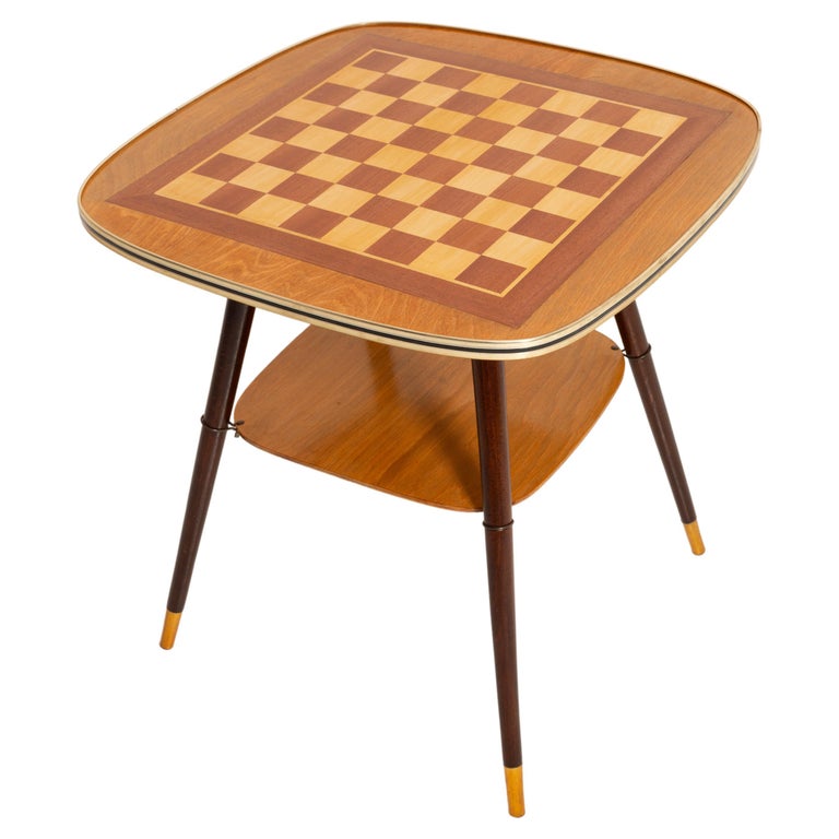 MidCentury Chess Game Table, Vintage, Beechwood, Europe, 1960s at 1stDibs