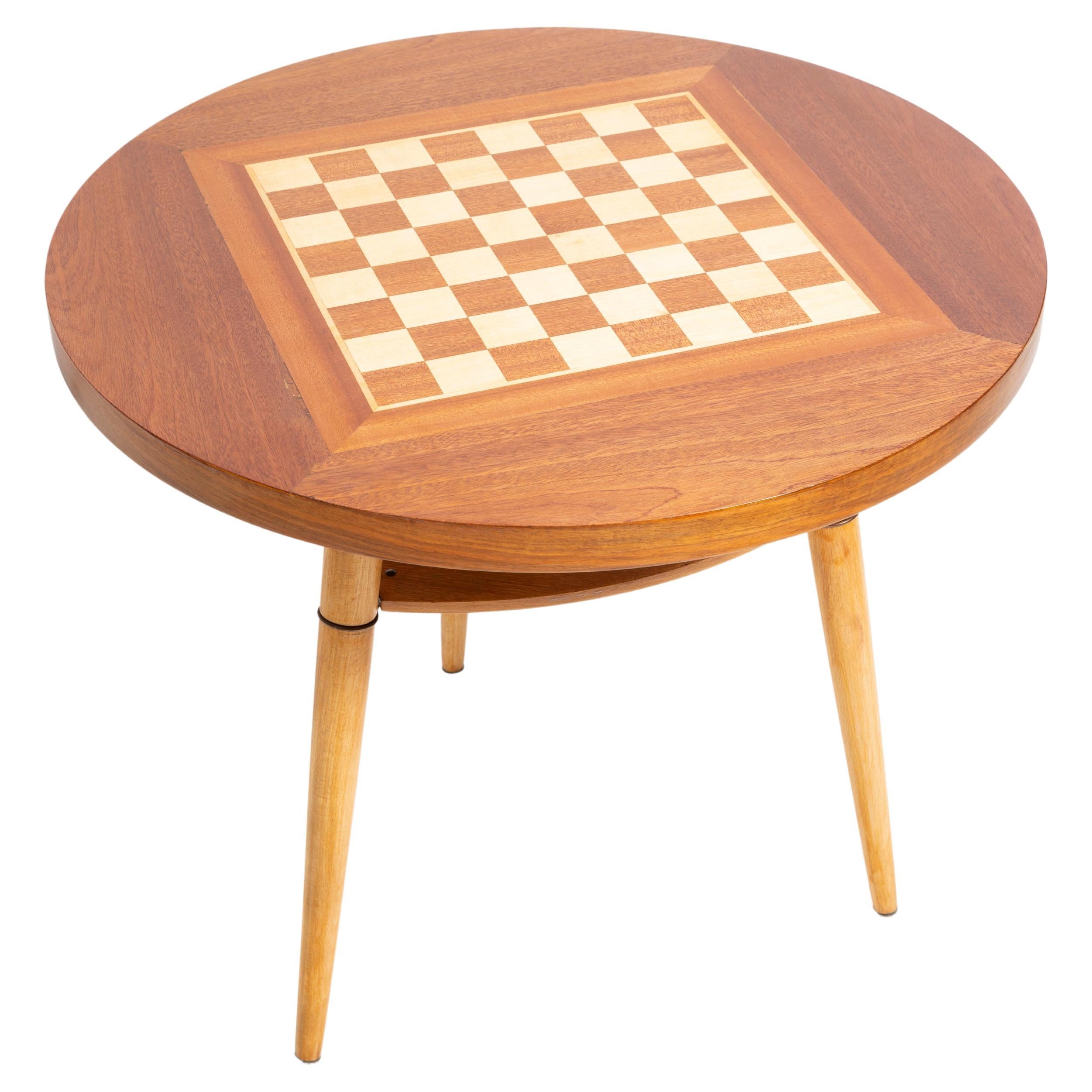 Mid-Century Chess Game Table, Vintage, Beechwood, Europe, 1960s