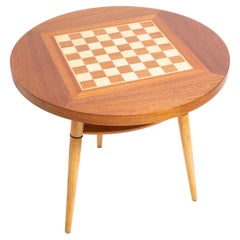 Table de jeu d'échecs du milieu du siècle dernier, vintage, bois de hêtre, Europe, années 1960
