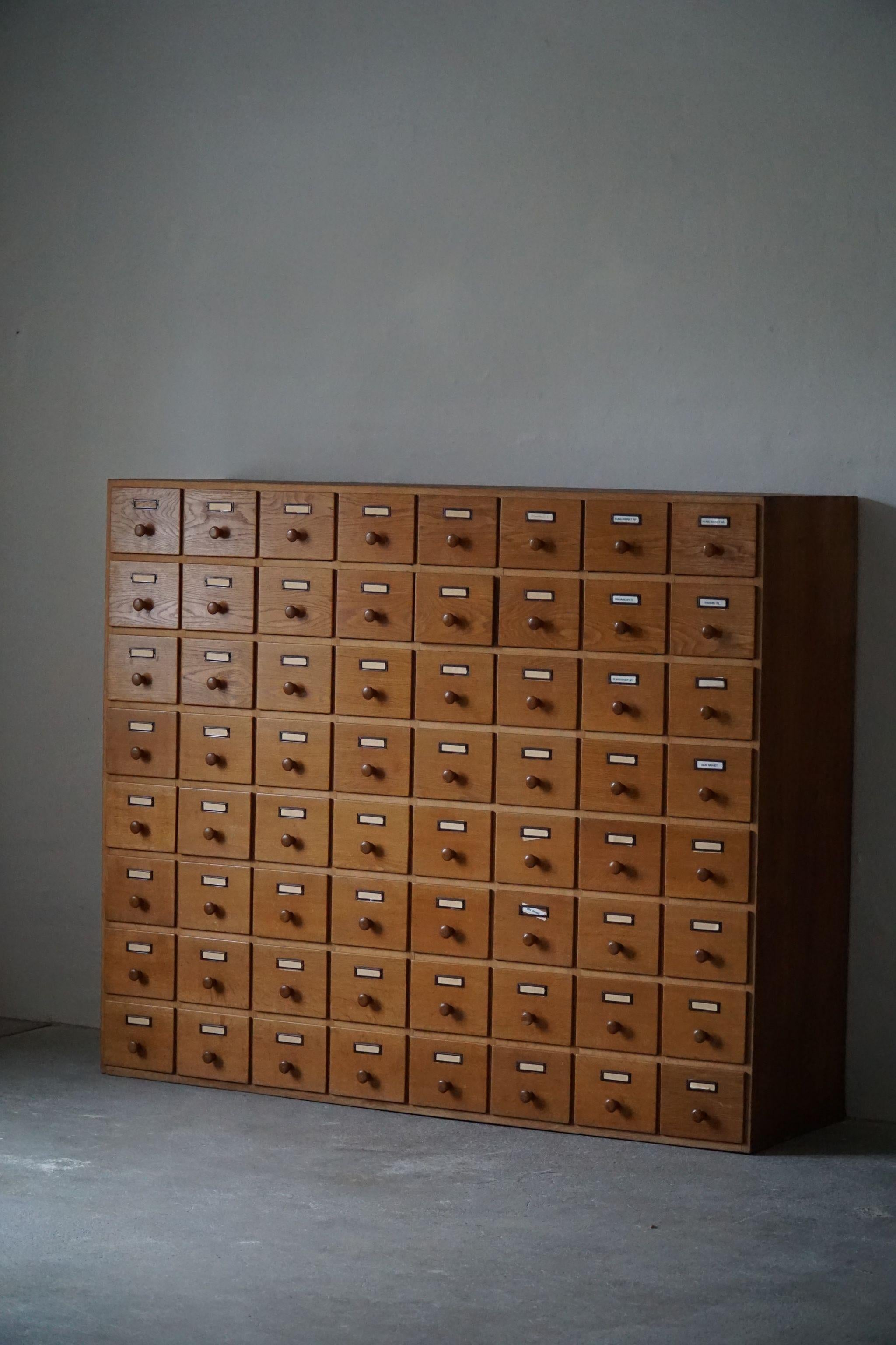 Mid Century Chest of Drawers by Danish Cabinetmaker, 64 Drawers, Made in 1960s For Sale 10