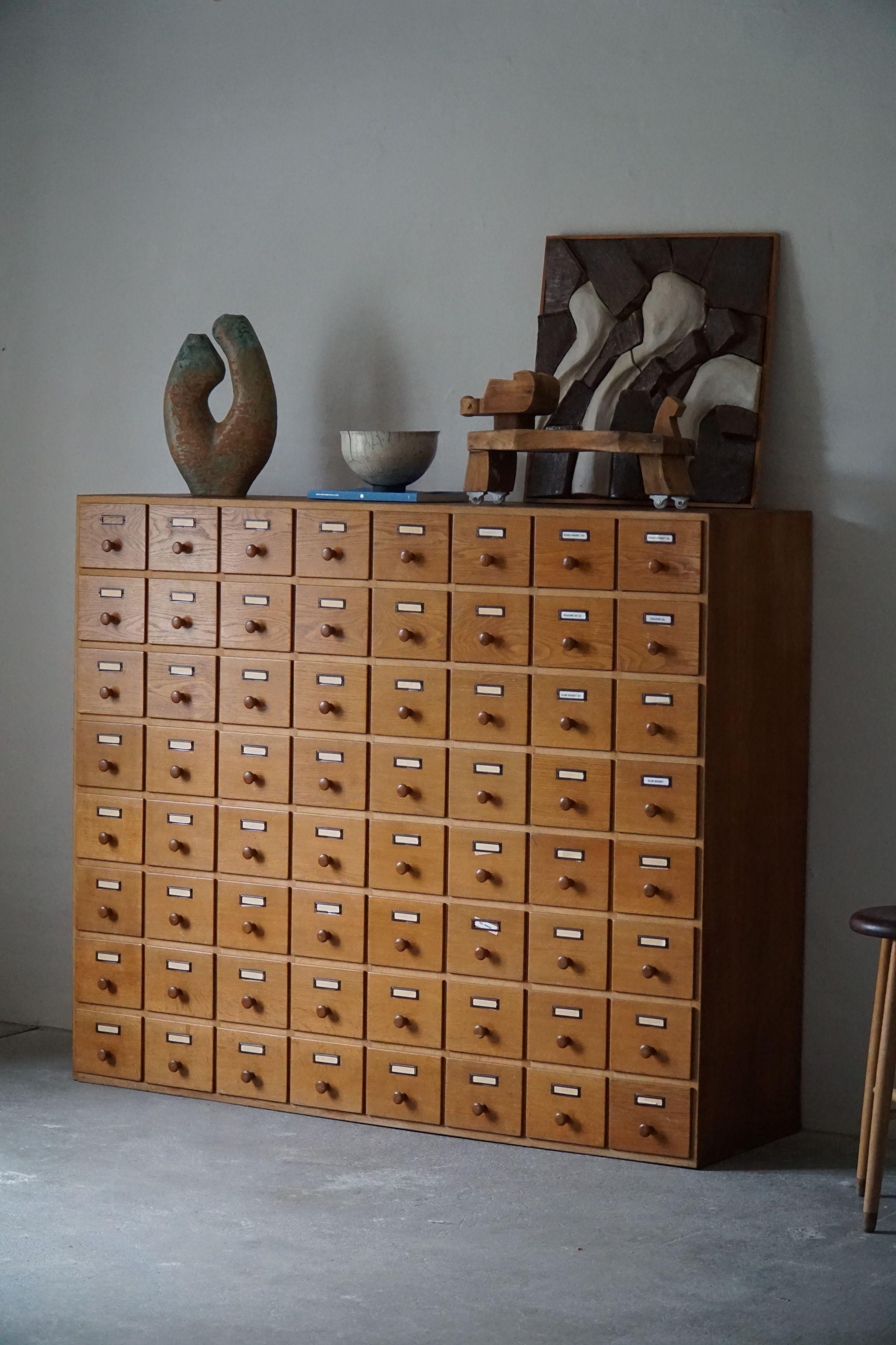 Mid Century Chest of Drawers by Danish Cabinetmaker, 64 Drawers, Made in 1960s In Good Condition For Sale In Odense, DK