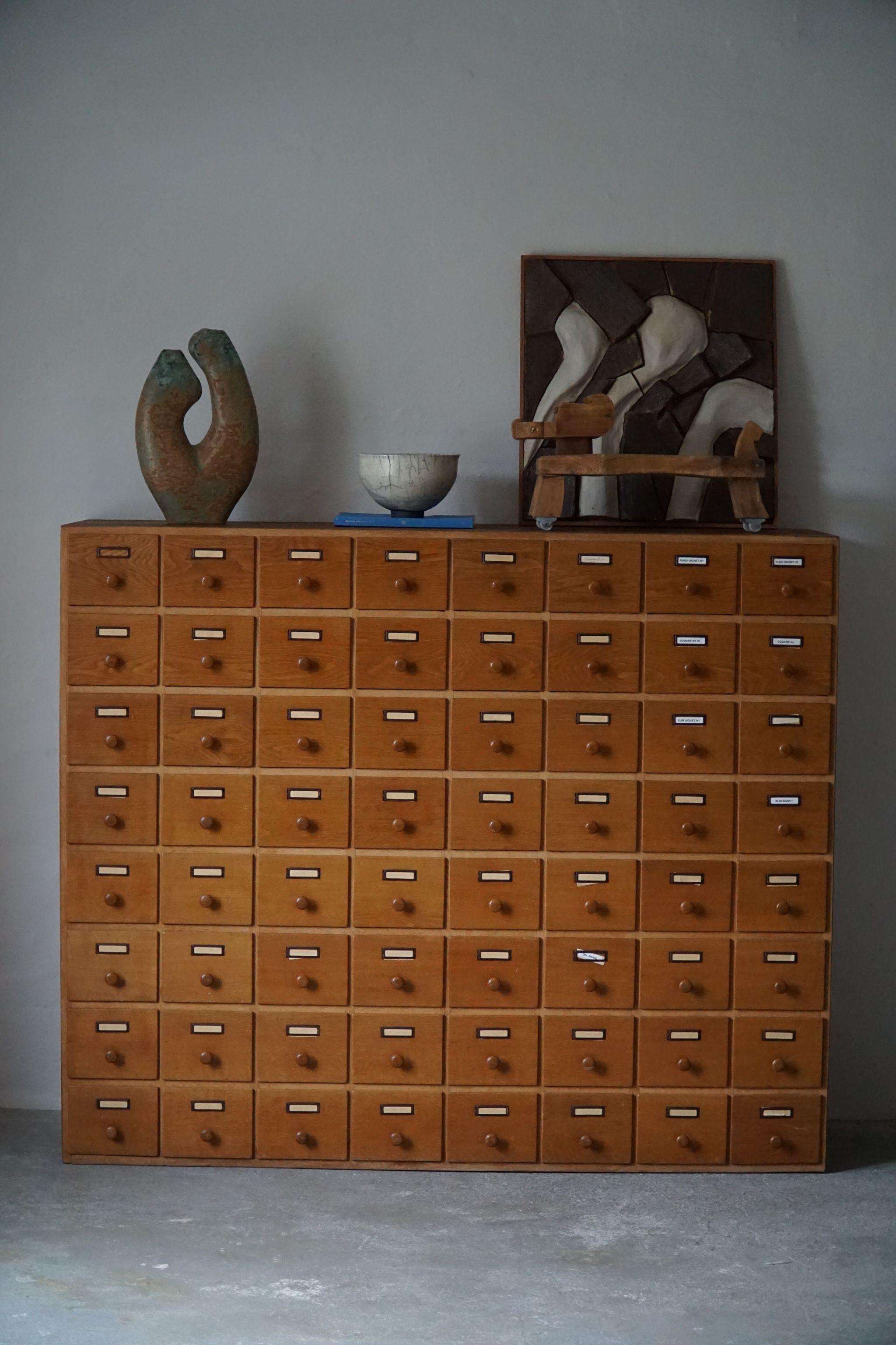 Mid-20th Century Mid Century Chest of Drawers by Danish Cabinetmaker, 64 Drawers, Made in 1960s For Sale