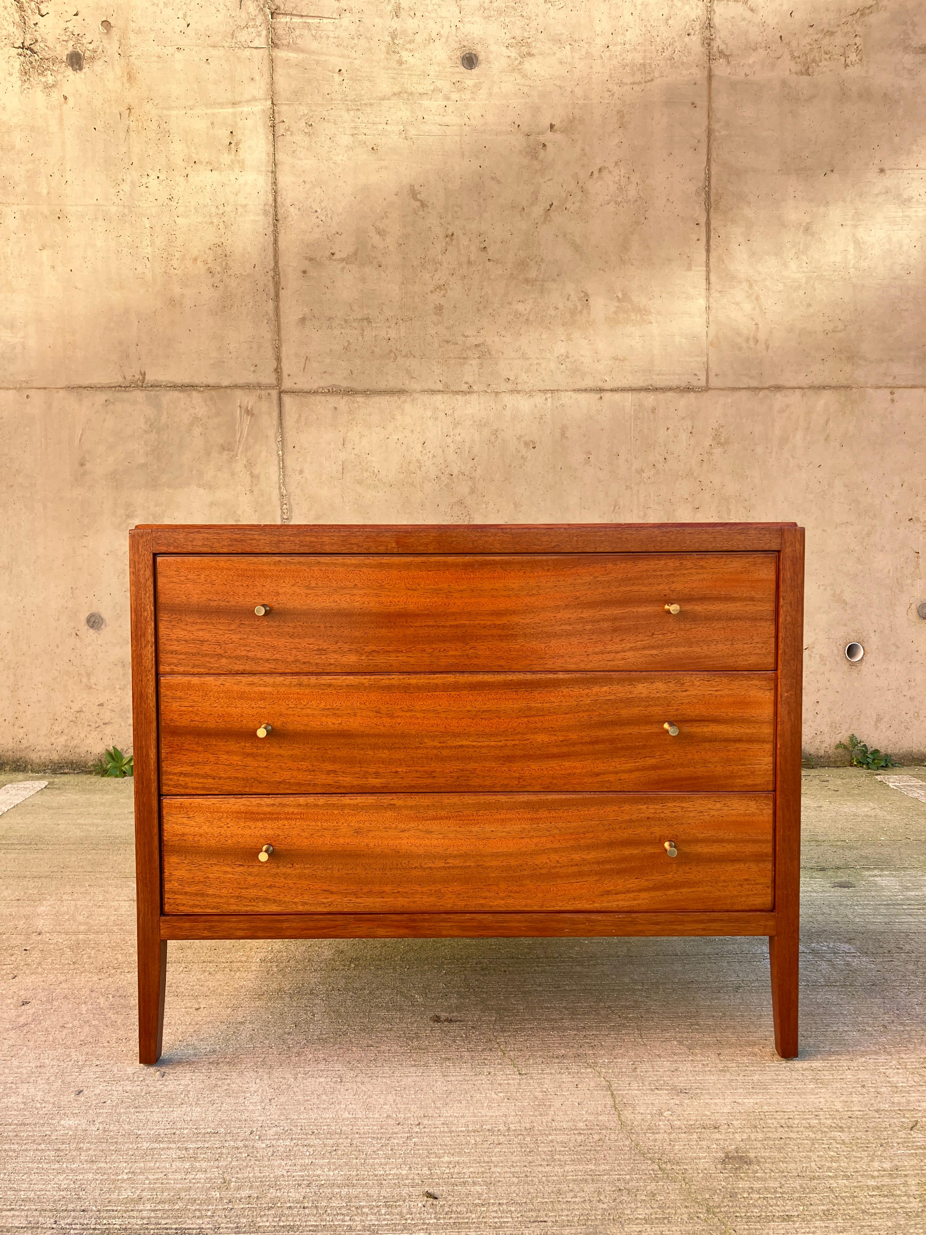 A stunning piece of furniture from the '60s This chest of drawers was made by Loughborough Furniture to be sold in the Heals furniture store in London. Heals was famous for its range of high-quality furniture pieces.  The craftsmanship of these