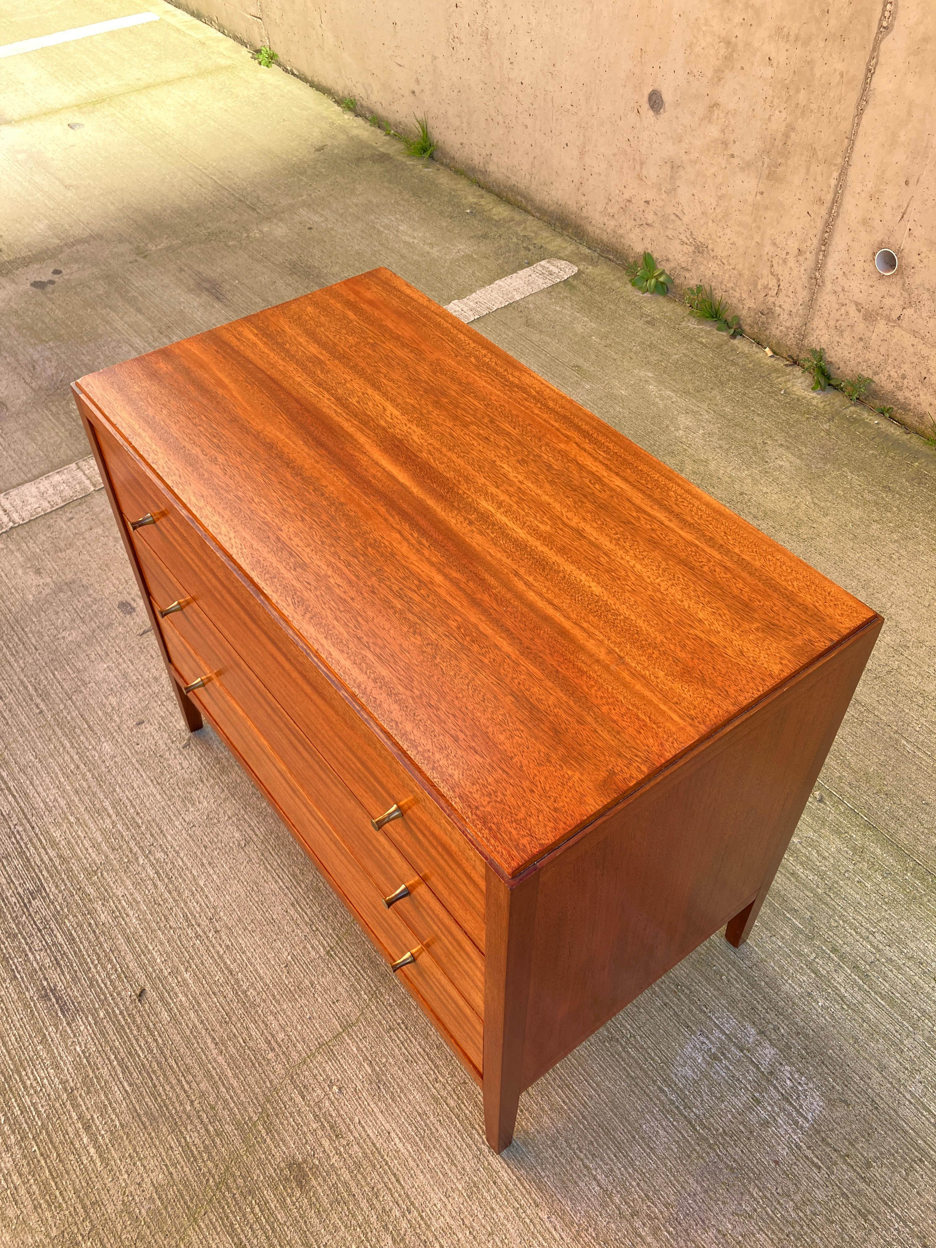 Brass Mid Century Dresser Chest of Drawers by Loughborough Furniture for Heals  For Sale