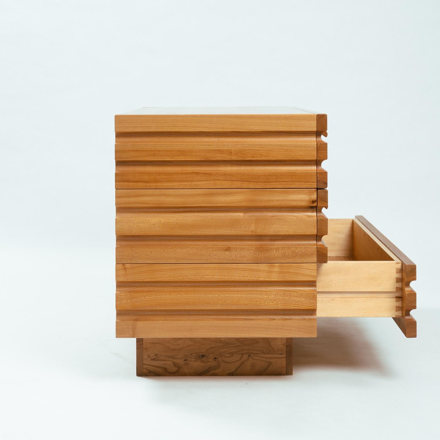 Woodwork Mid-Century Chest of Drawers by Maison Regain, sculptural elmwood,  1970s France For Sale