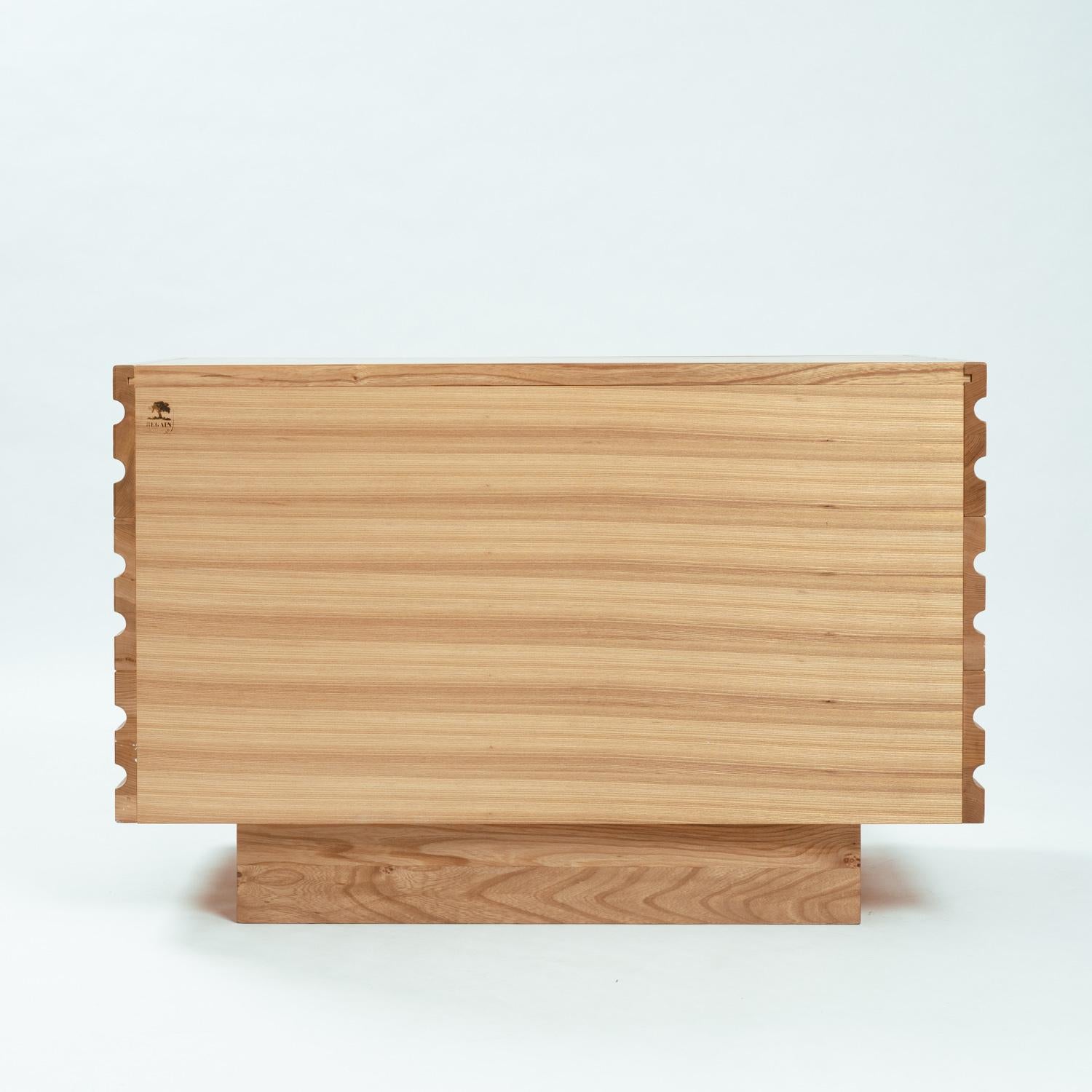 Late 20th Century Mid-Century Chest of Drawers by Maison Regain, sculptural elmwood,  1970s France For Sale