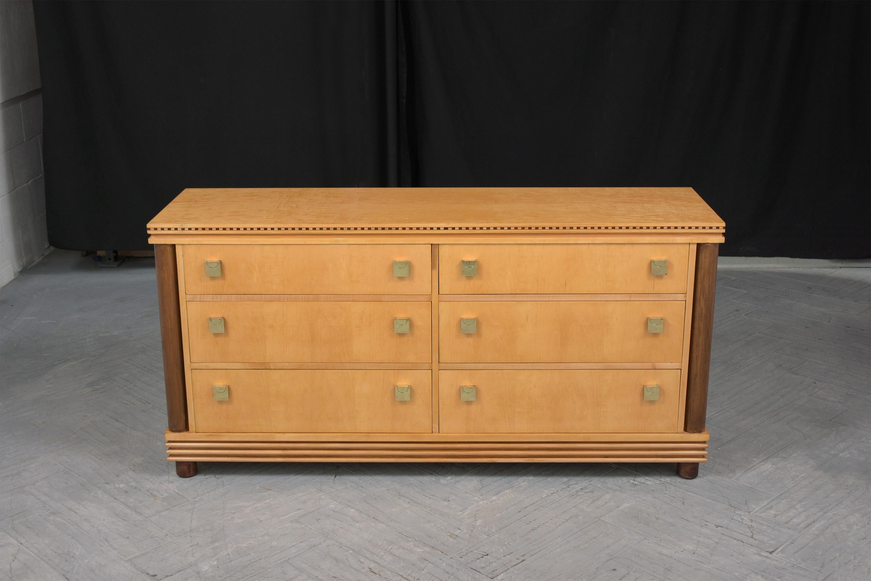 Elevate your interior with our exceptional 1960s birch mid-century chest of drawers, a testament to classic design and expert craftsmanship. This piece has been beautifully handcrafted from high-quality birch wood and thoughtfully restored by our