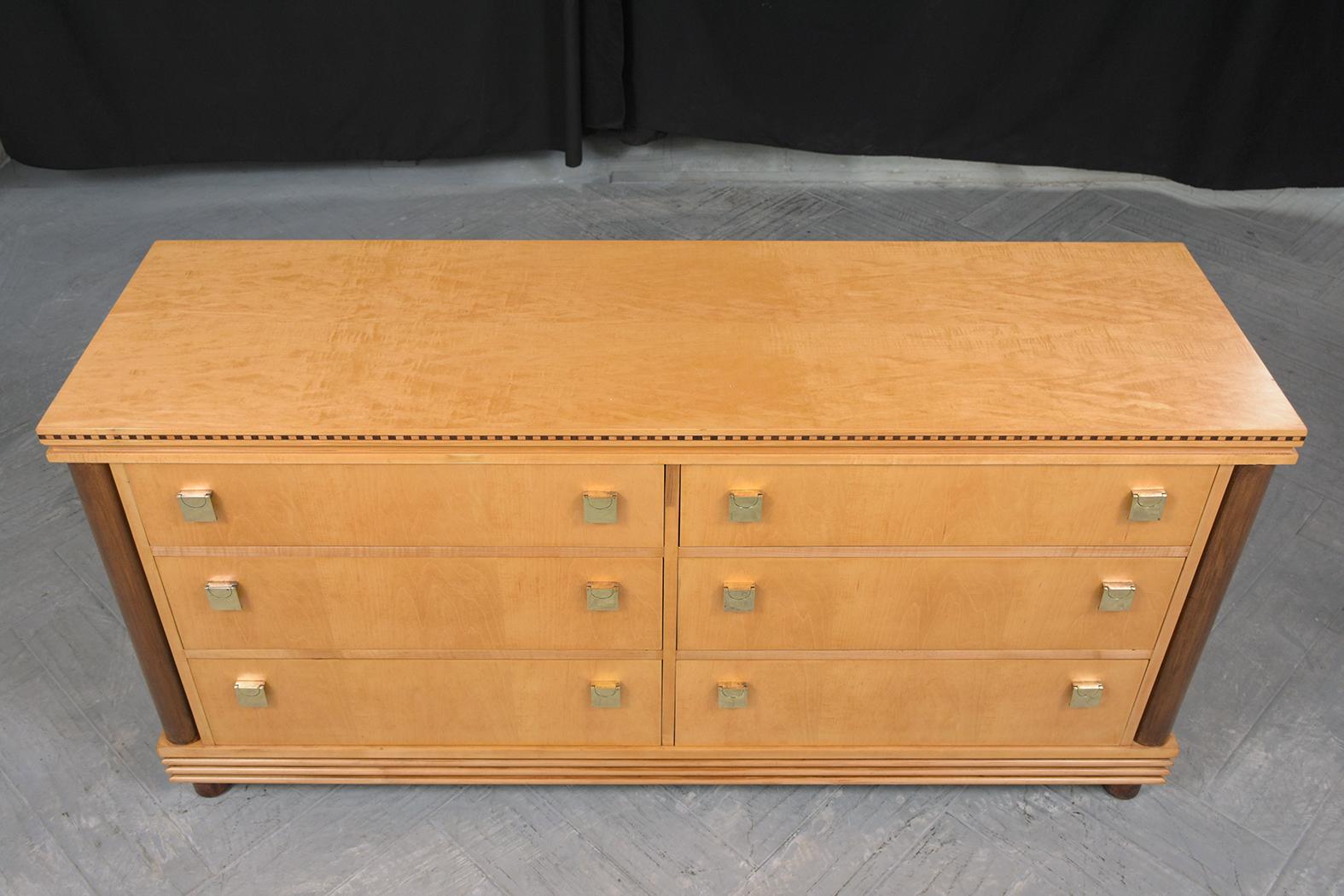 American 1960s Birch Mid-Century Modern Chest of Drawers with Brass Hardware