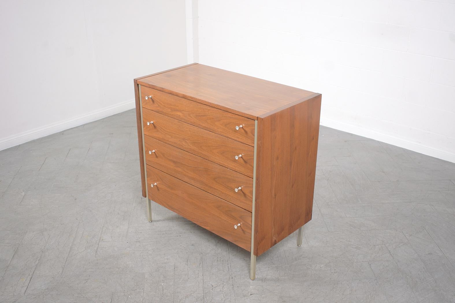 Mid-20th Century Vintage 1960s Handcrafted Mid-Century Modern Walnut Chest of Drawers