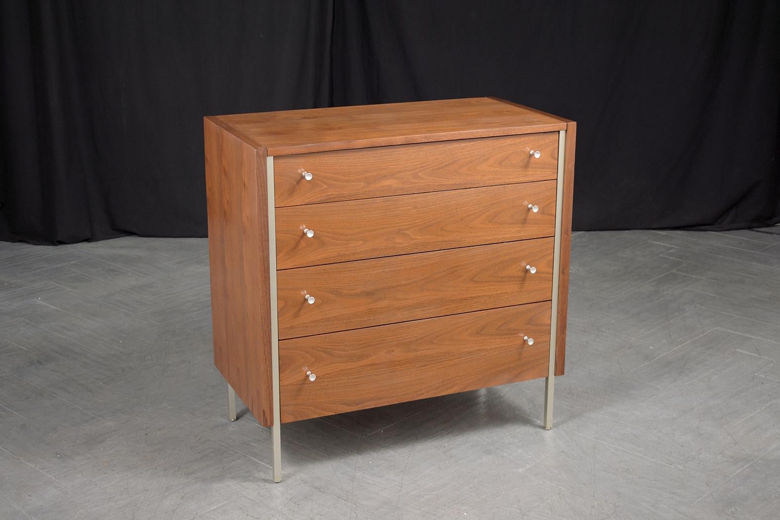 Lacquer Vintage 1960s Handcrafted Mid-Century Modern Walnut Chest of Drawers