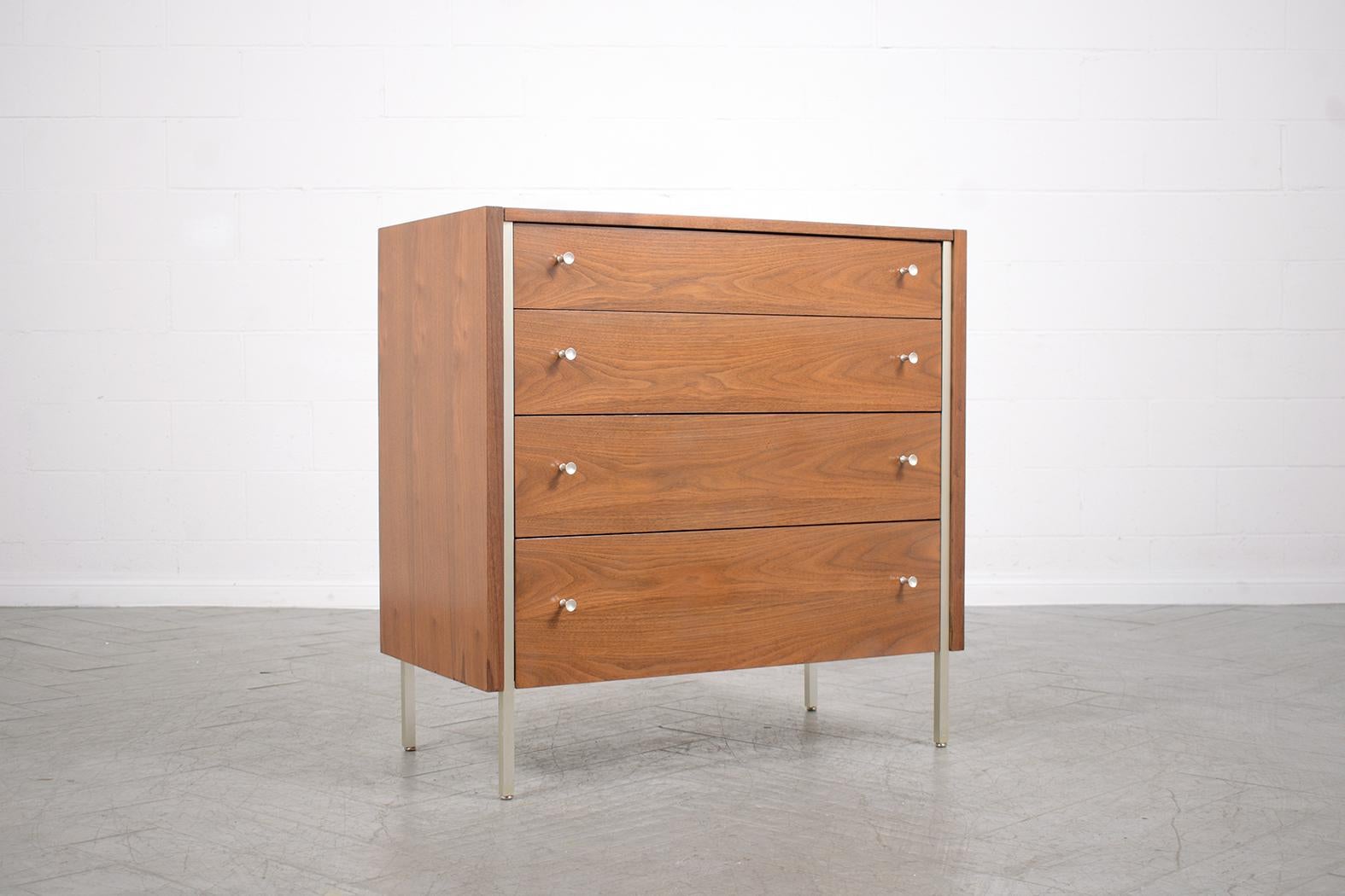 Vintage 1960s Handcrafted Mid-Century Modern Walnut Chest of Drawers 2