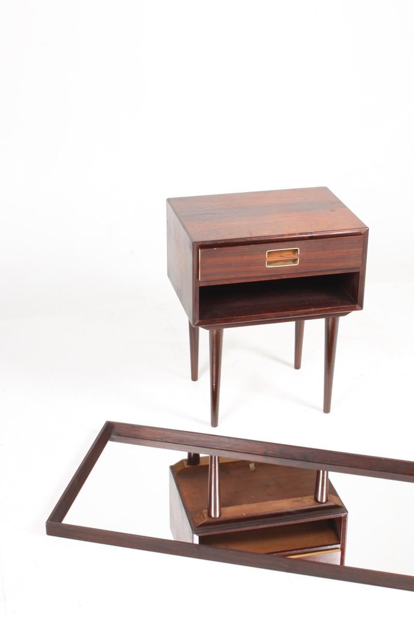 Danish Midcentury Chest of Drawers in Rosewood with Matching Wall Mirror, 1950s