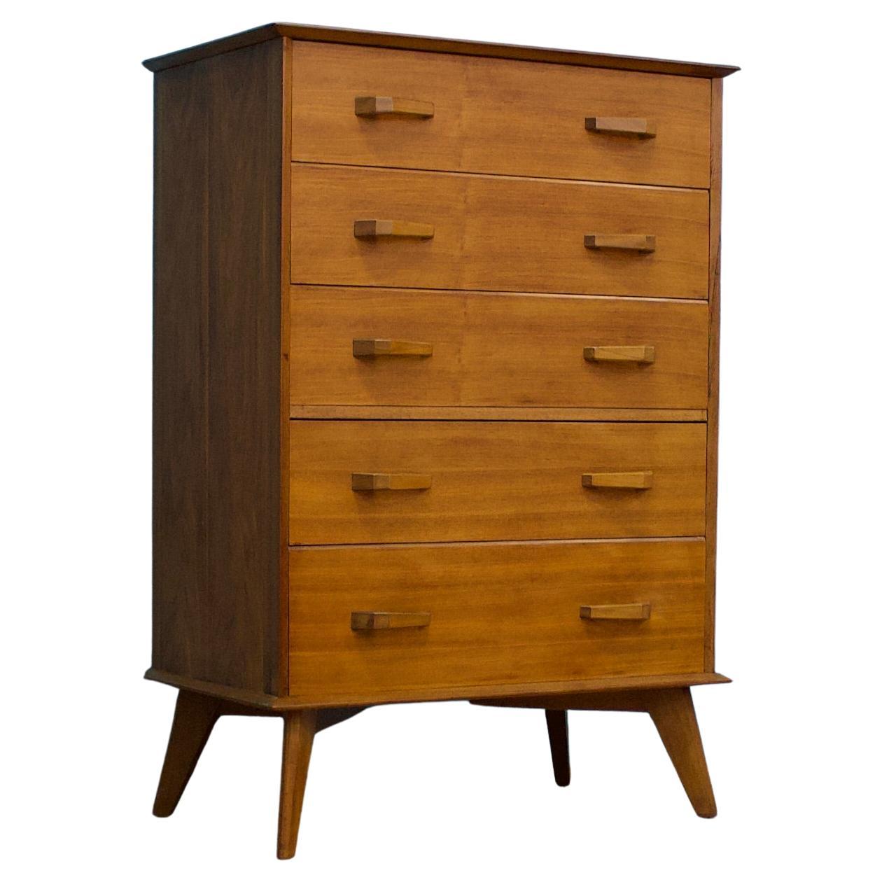 Mid-Century Chest of Drawers in Walnut & Teak from AY Crown Furniture, 1960s For Sale