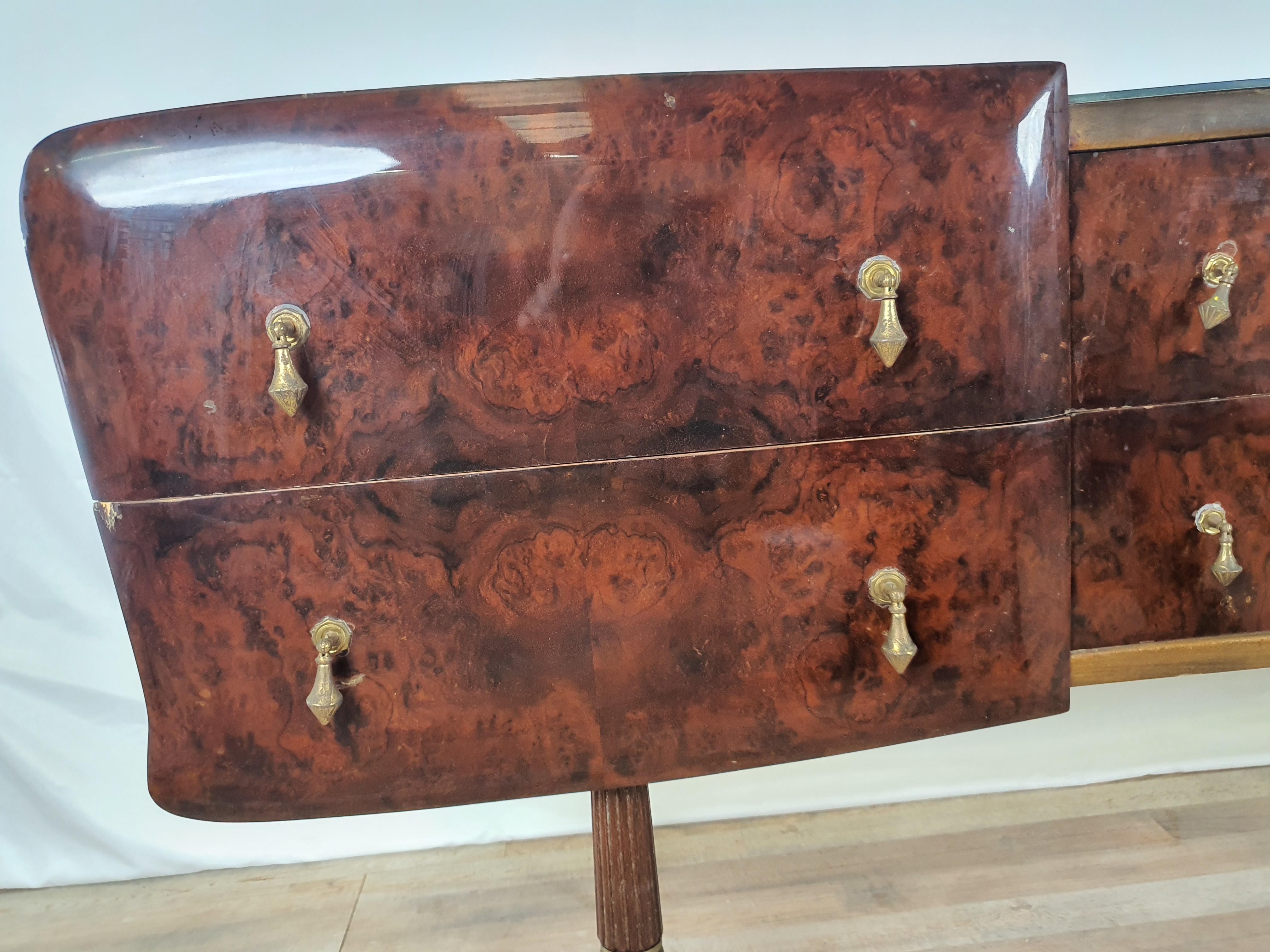 Mid-Century Chest of Drawers with Marbled Glass For Sale 3