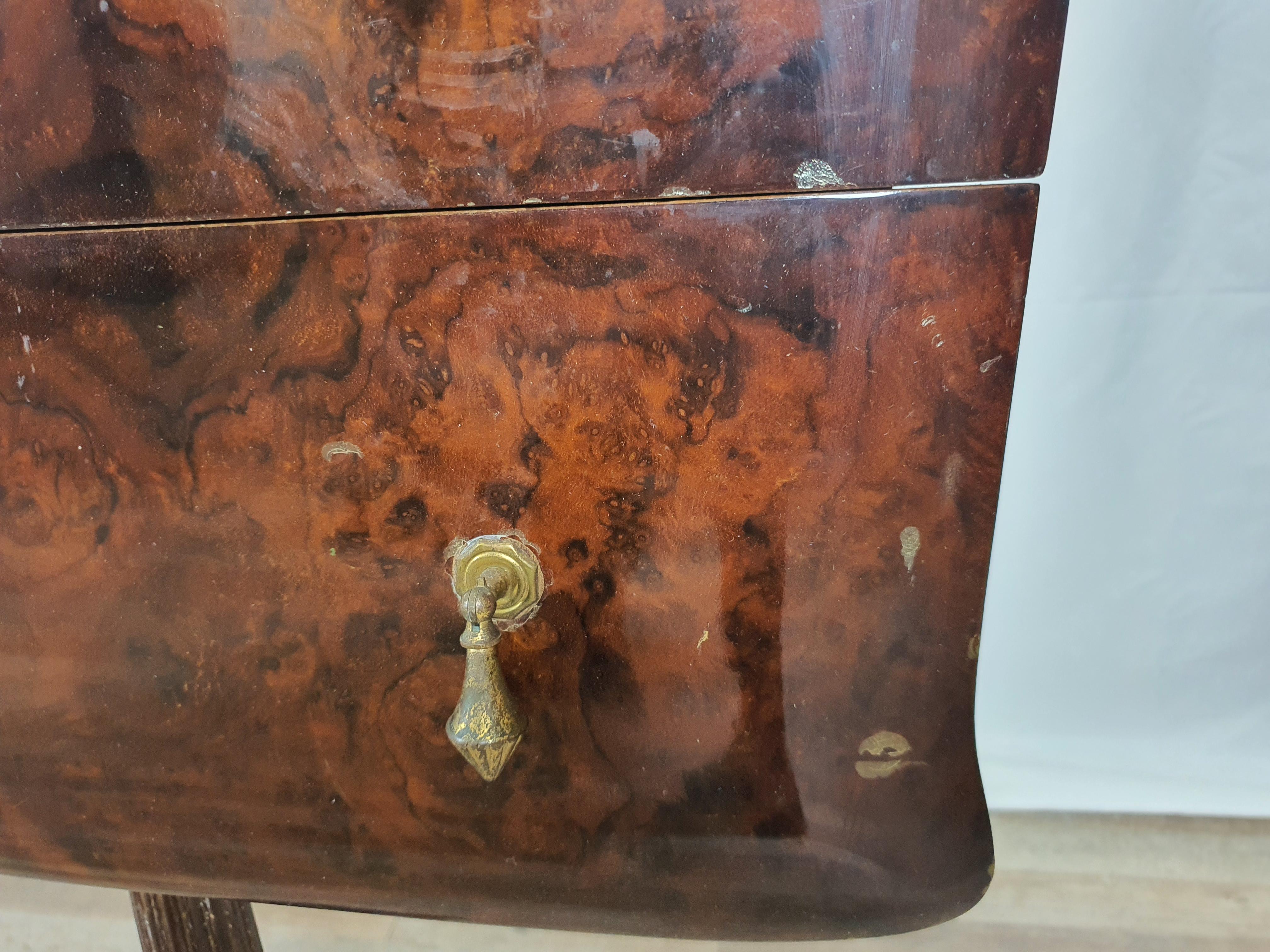 Mid-Century Chest of Drawers with Marbled Glass For Sale 7