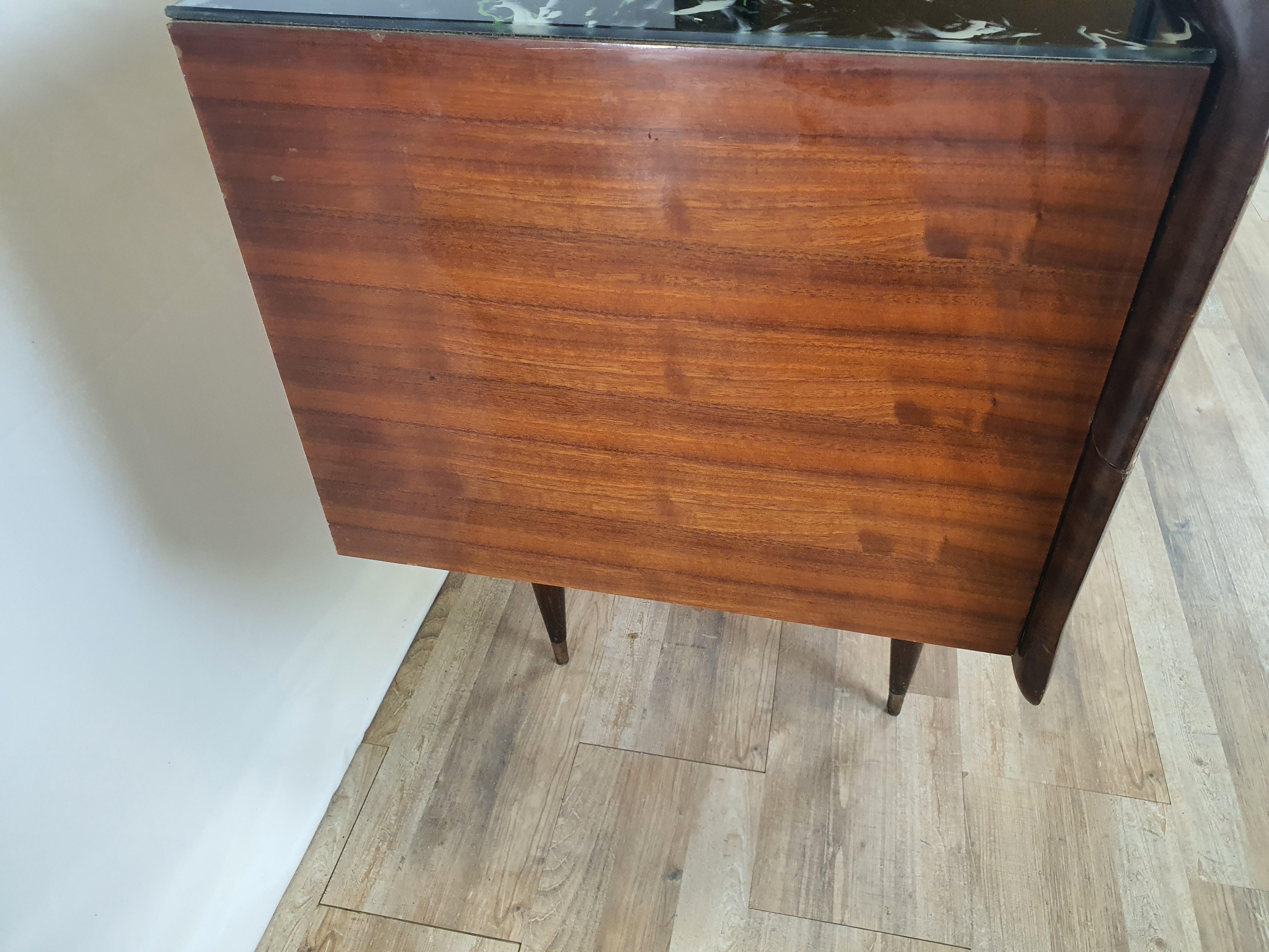 Mid-Century Modern Mid-Century Chest of Drawers with Marbled Glass For Sale