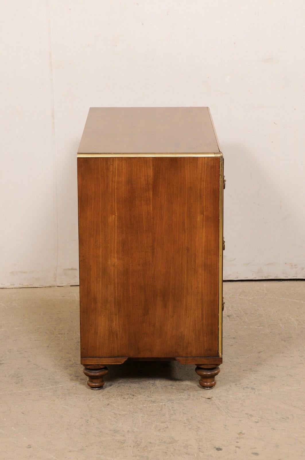 Mid-Century Chest of Three Drawers, Lined in Brass & Circular Brass Backplates 2