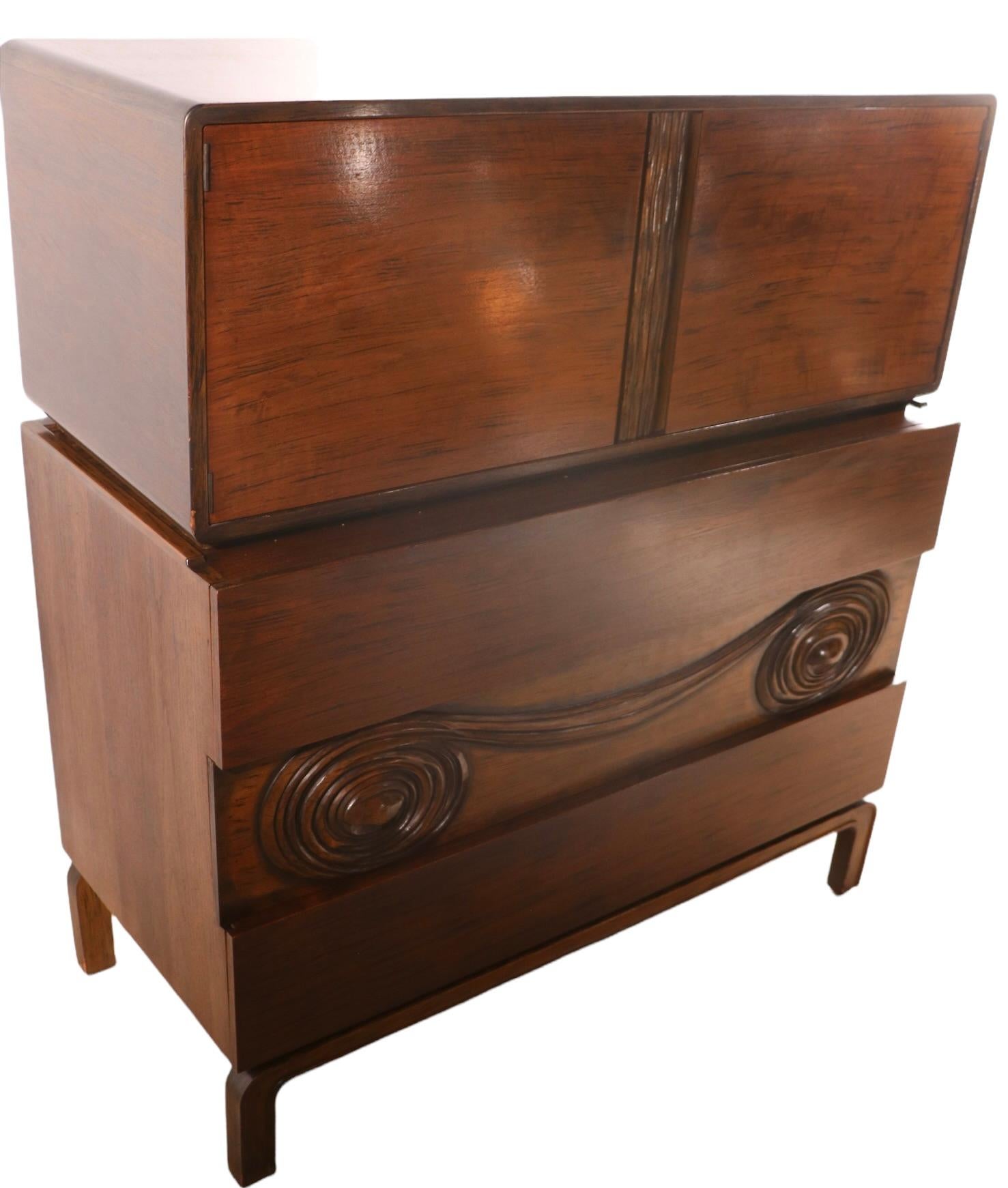 Wood Mid Century Chest on Chest Made in Sweden Designed by Edmond Spence, Ca. 1950’s For Sale