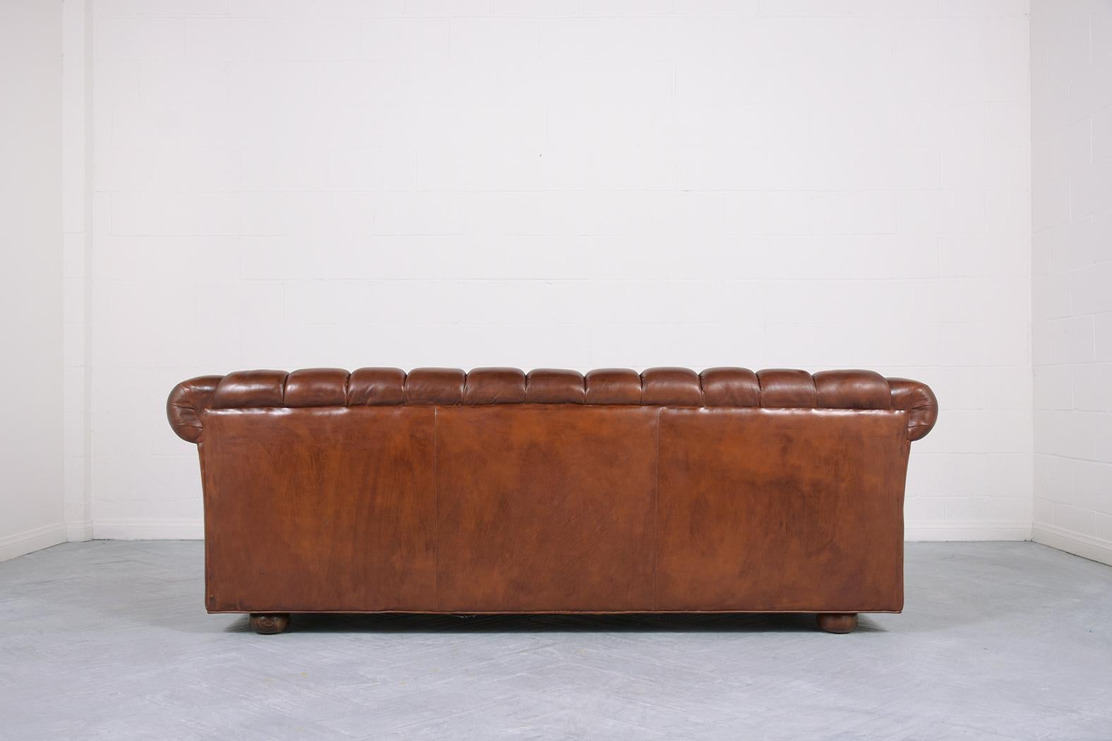 Brown Leather Chesterfield Style Sofa 3