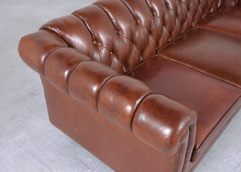 Brown Leather Chesterfield Style Sofa 1