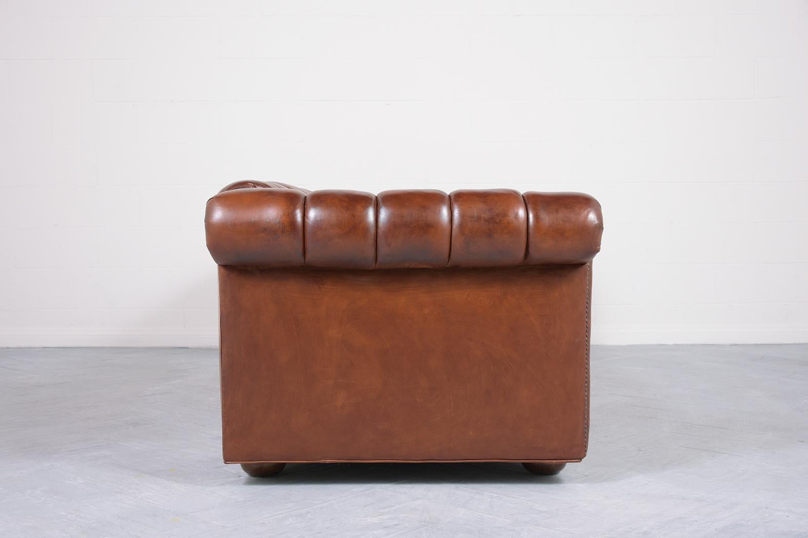 Brown Leather Chesterfield Style Sofa 2