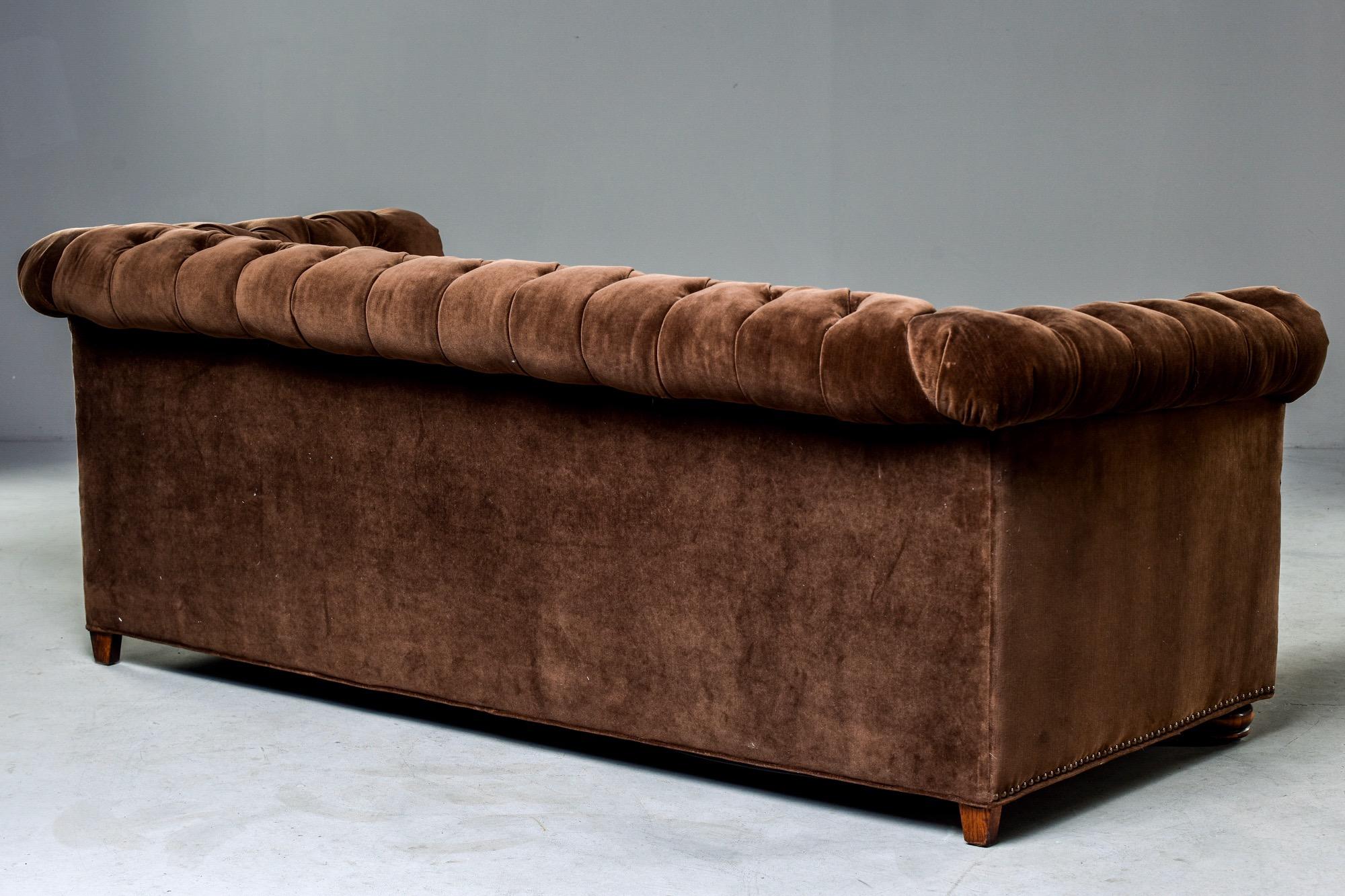 Midcentury Chesterfield Sofa with New Velvet Upholstery 1