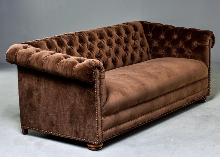 Midcentury Chesterfield Sofa with New Velvet Upholstery For Sale at 1stDibs