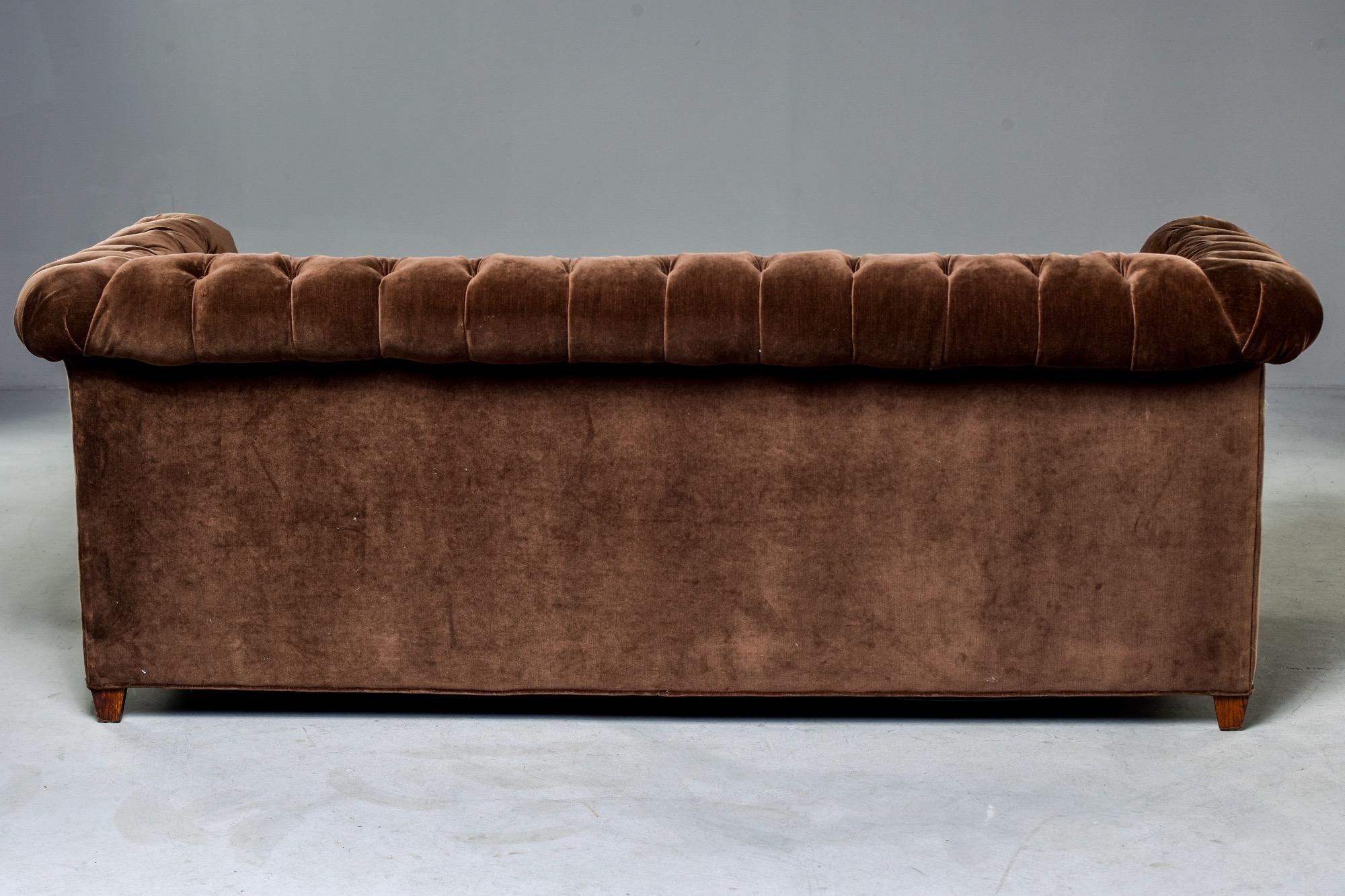 20th Century Midcentury Chesterfield Sofa with New Velvet Upholstery