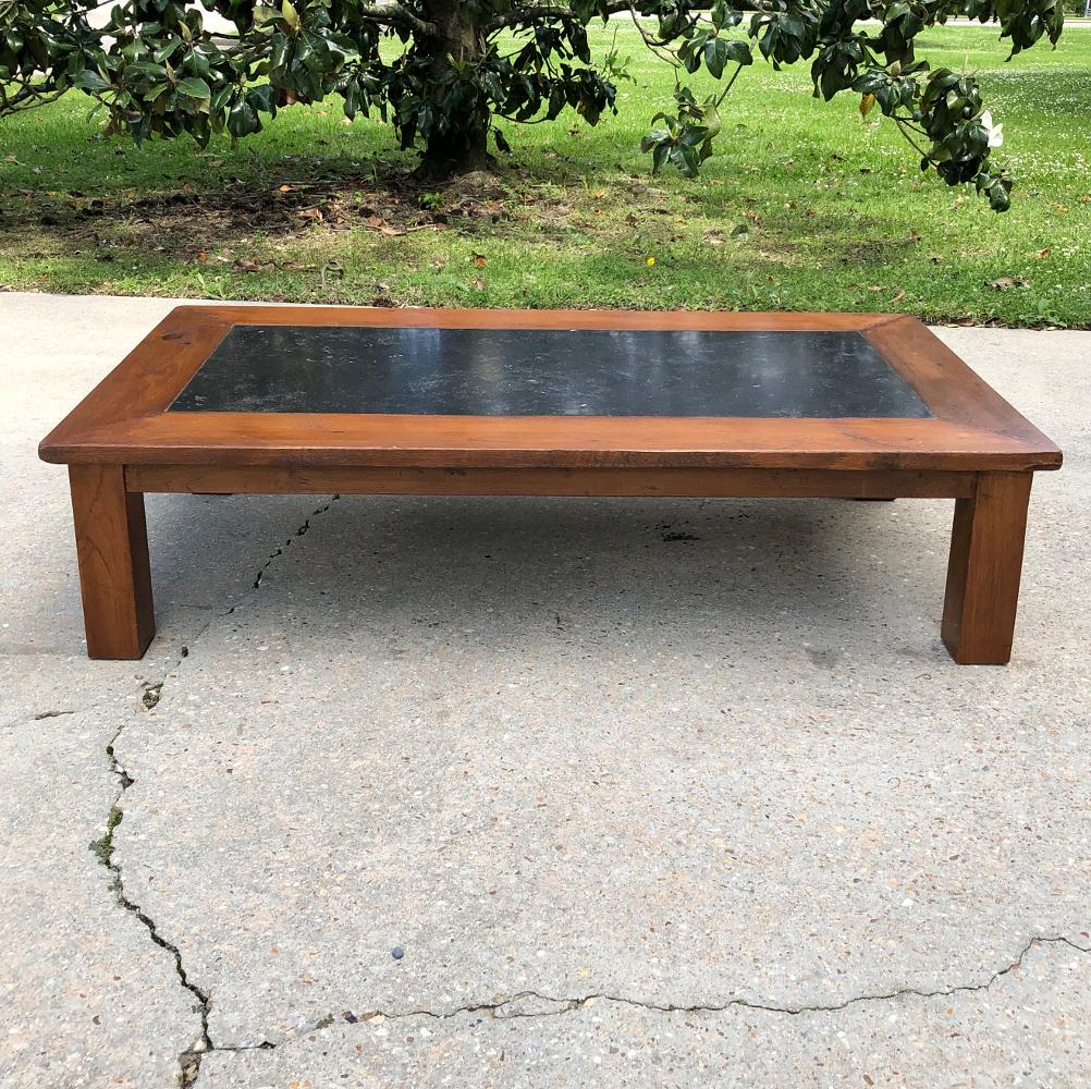 Mid-Century Modern Mid-Century Chestnut Black Marble Top Coffee Table For Sale