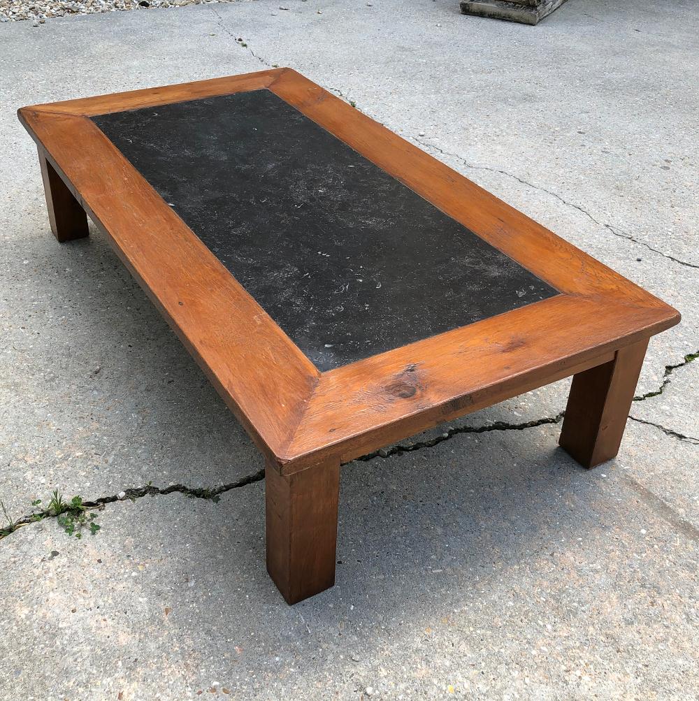 Mid-20th Century Mid-Century Chestnut Black Marble Top Coffee Table For Sale