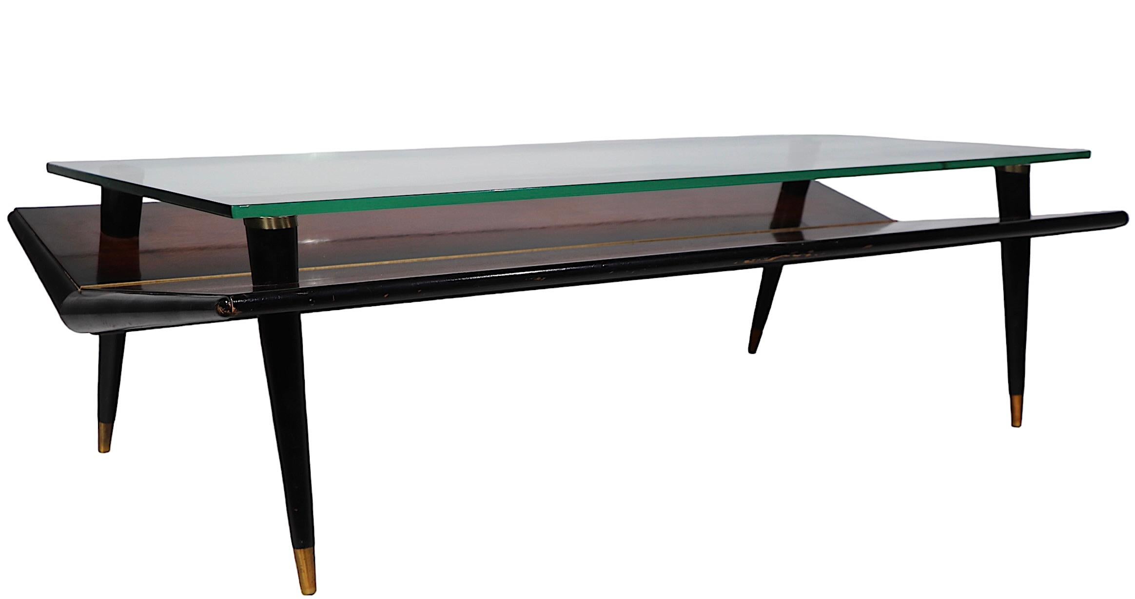 Mid Century Chevron Base Glass Top Coffee Table by Gordon's Inc. c. 1950's  For Sale 4