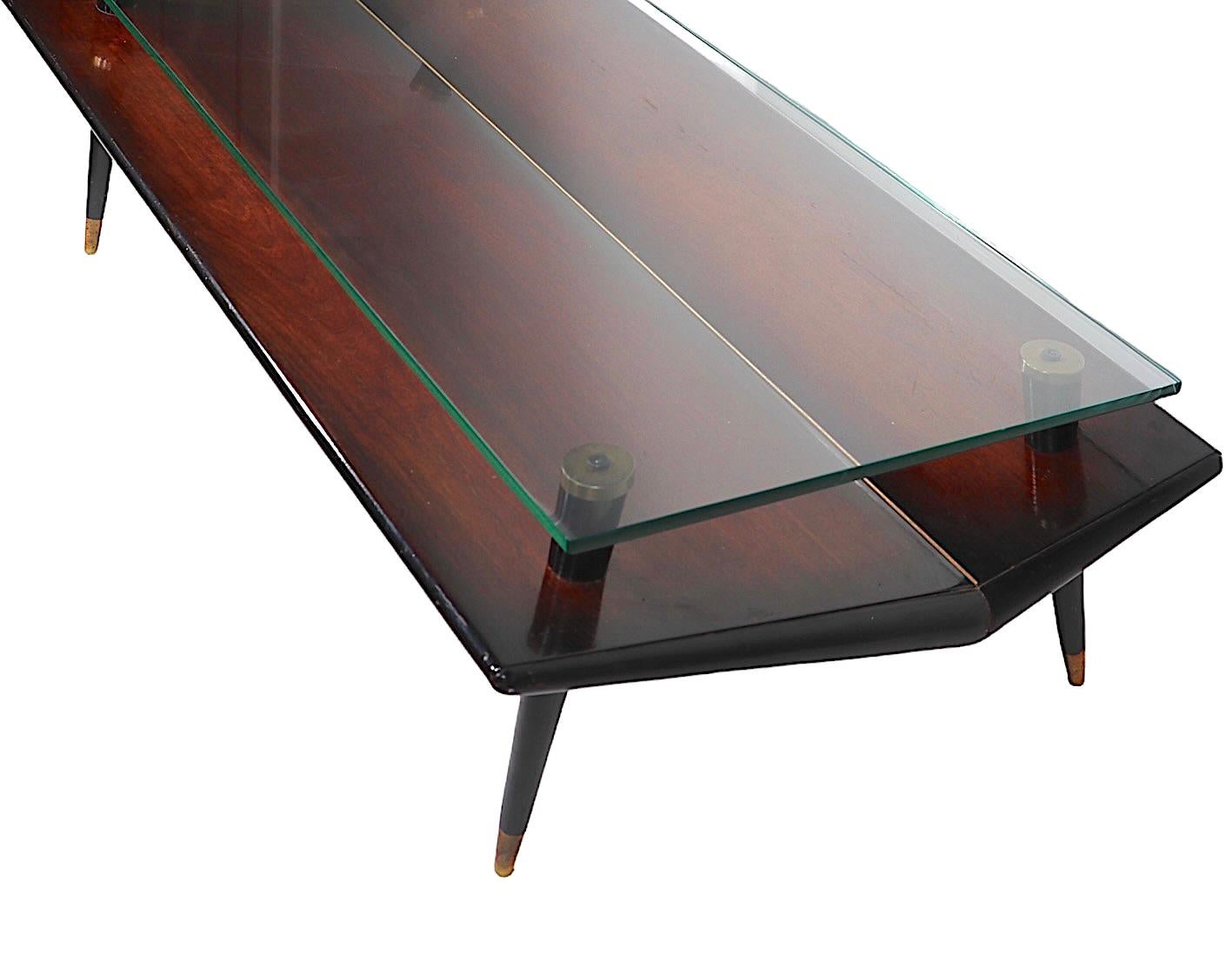 Mid Century Chevron Base Glass Top Coffee Table by Gordon's Inc. c. 1950's  For Sale 9