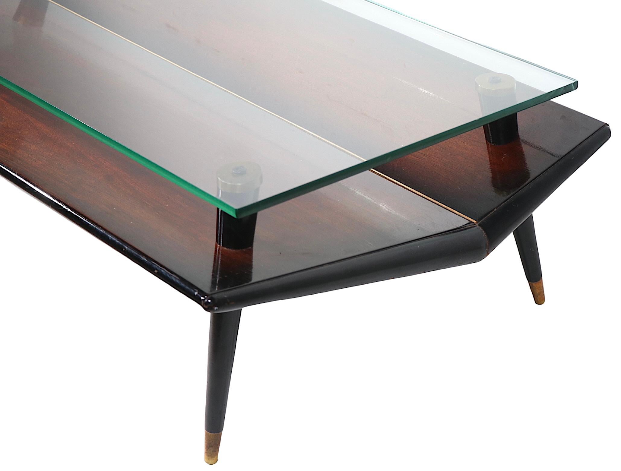 Mid Century Chevron Base Glass Top Coffee Table by Gordon's Inc. c. 1950's  For Sale 8